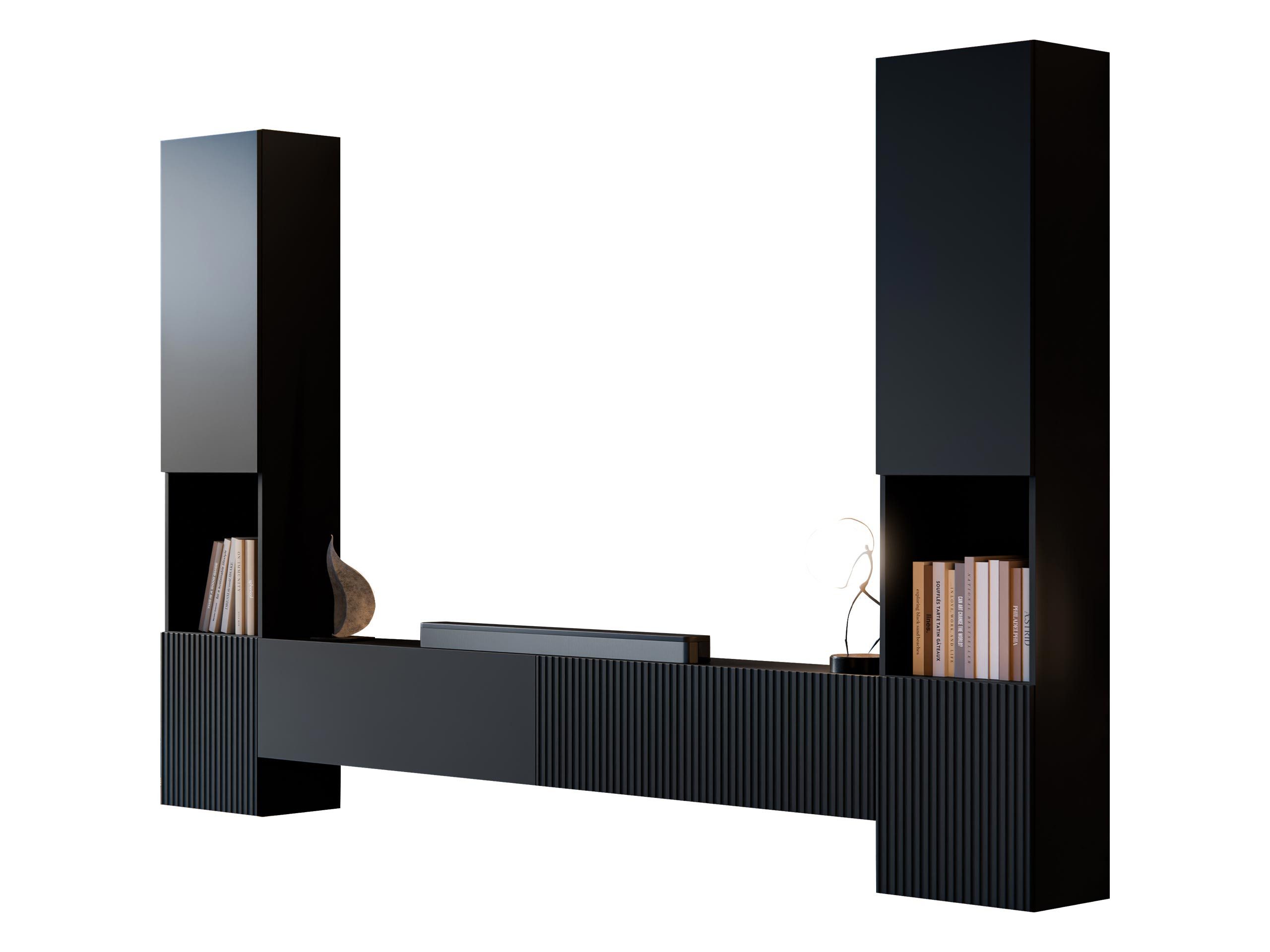 MIRJAN24 Wohnwand Capital III, (3er-Set, 2x Vitrine mit Nische, TV-Lowboard), Griffloses Öffnungssystem push to open