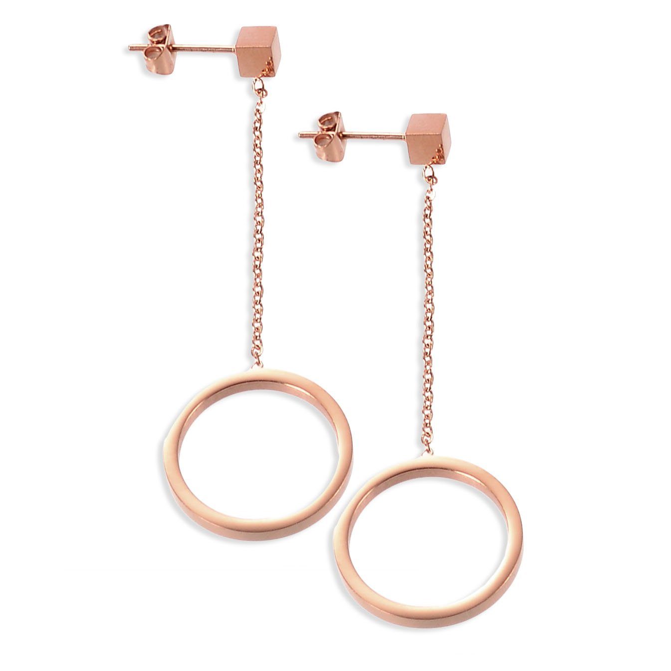 viva-adorno Paar Ohrstecker Damen Ohrringe Rosegold Würfel Ringe Ketten  Edelstahl