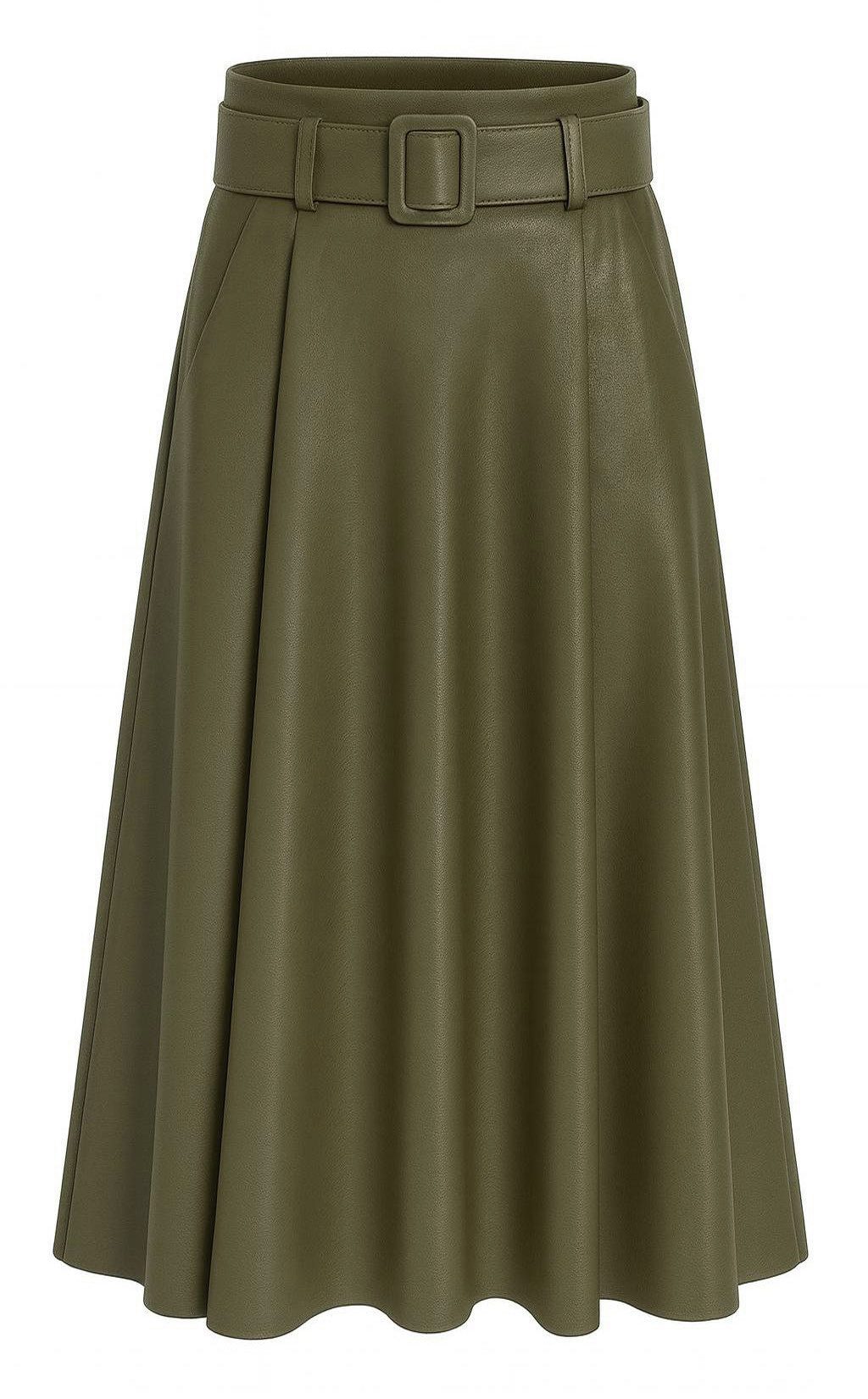 Mississhop Lederimitatrock Damen A-Linien Rock mit Gürtel – Kunstleder M.40 günstig online kaufen