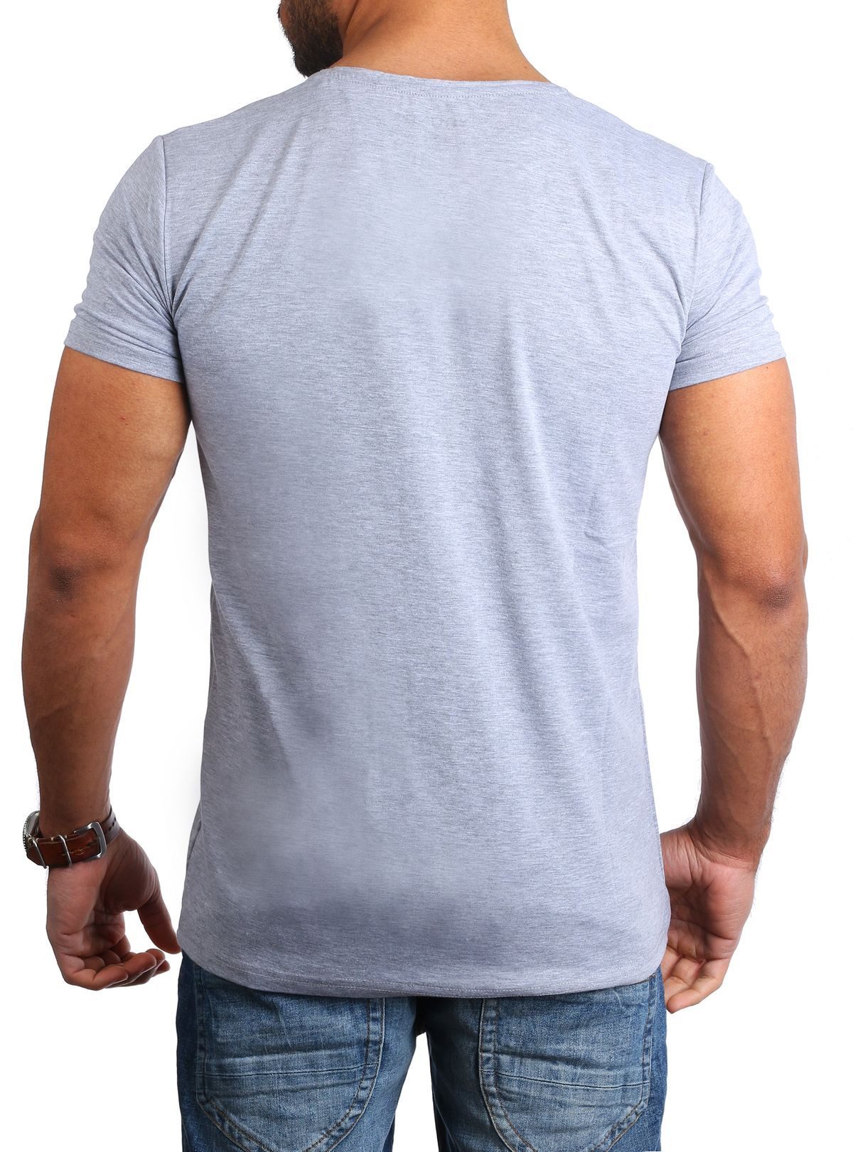Young & Rich T-Shirt Herren Uni Basic 1315 extra tiefer Ausschnitt 3er Pack (3er-Pack, 3-tlg., 3er-Pack) V-Ausschnitt unifarben kurzarm slim fit