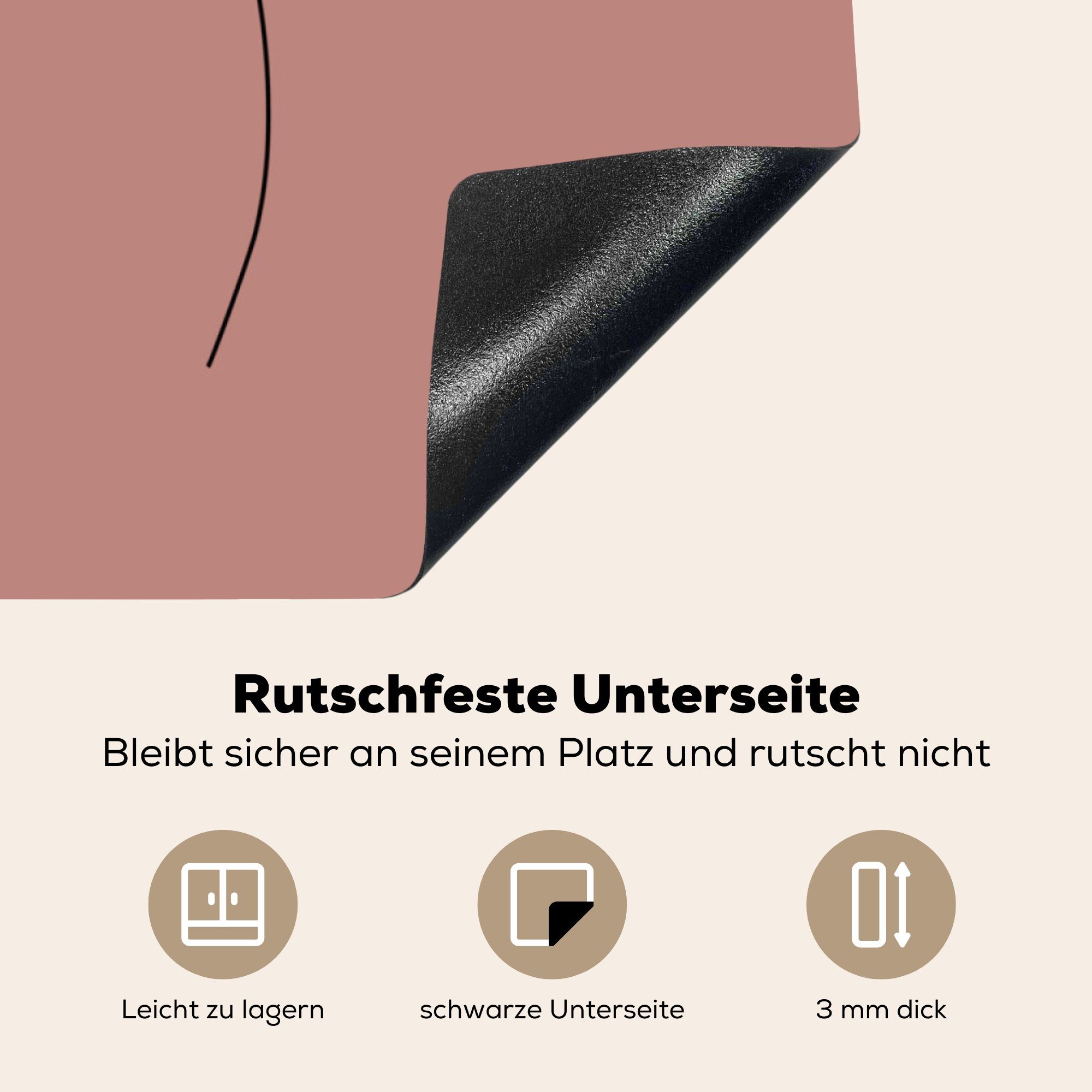 MuchoWow Herdblende-/Abdeckplatte cm, Induktionskochfeld Schutz - Vinyl, Linienkunst, küche, Ceranfeldabdeckung Frauen tlg), die - für (1 Rosa 81x52