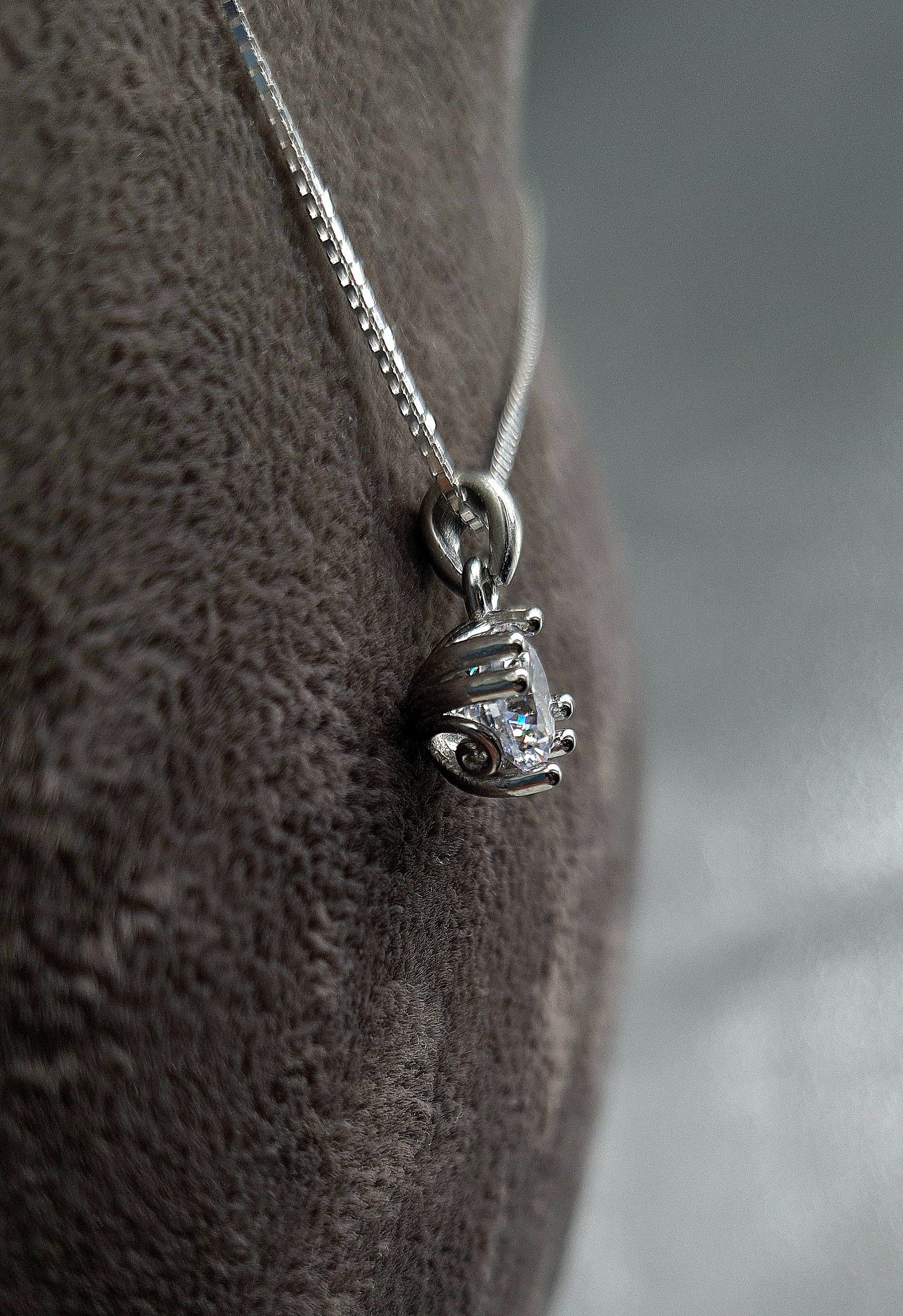 NAHLE Kette mit Anhänger Silberkette Zirkonia Solitär - rhodiniert (inkl. S günstig online kaufen