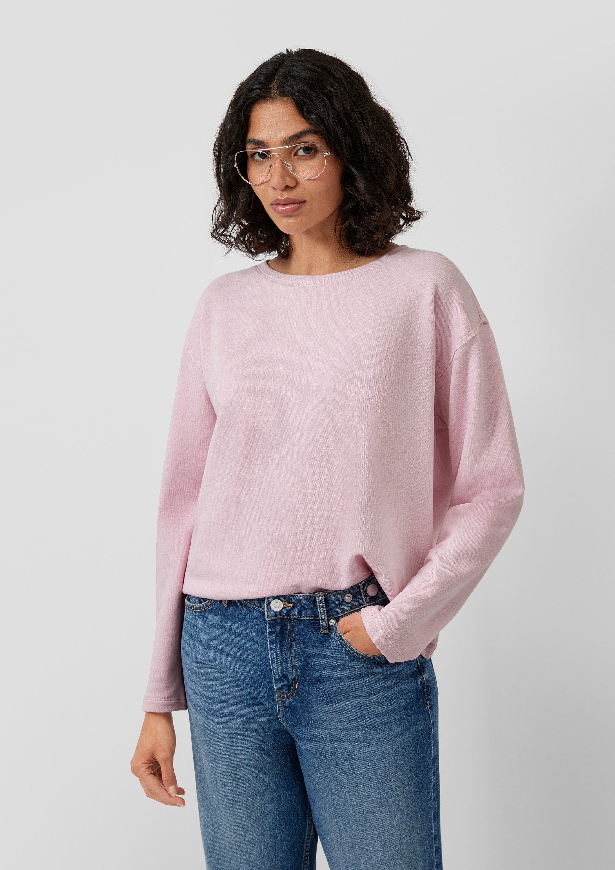 s.Oliver Sweatshirt Sweatshirt Verkürztes Sweatshirt mit Naht-Details