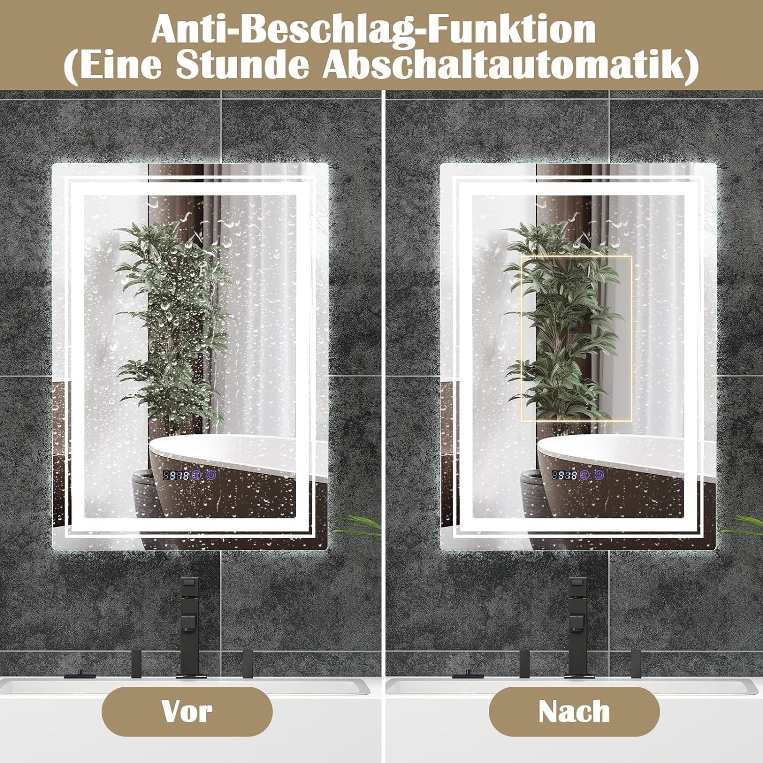 KOMFOTTEU Badspiegel, mit 3 Lichtfarben & günstig online kaufen