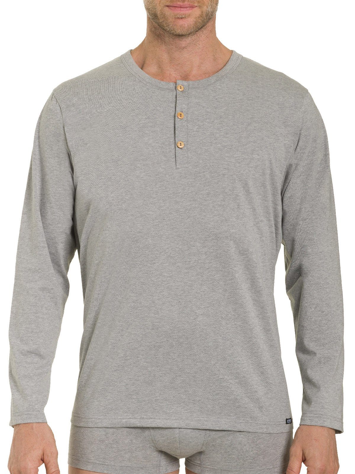 KUMPF Bio Unterhemd Cotton langarm stahlgrau-melange Markenqualität 1-St) hohe (Stück, Shirt Herren