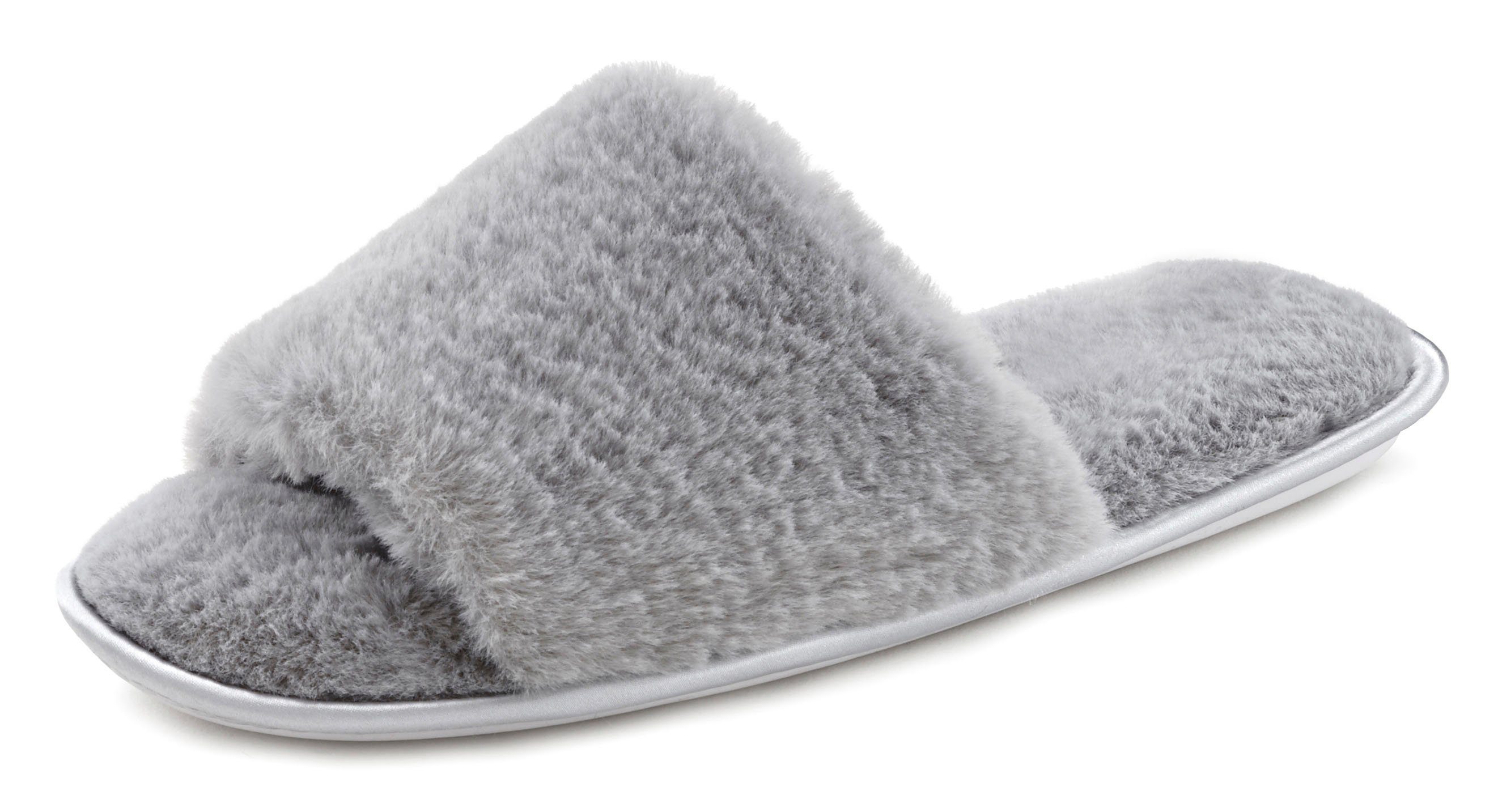 Vivance Dreams Hausschuh, Pantoffel, Pantolette mit kuscheligem, warmen Fel günstig online kaufen
