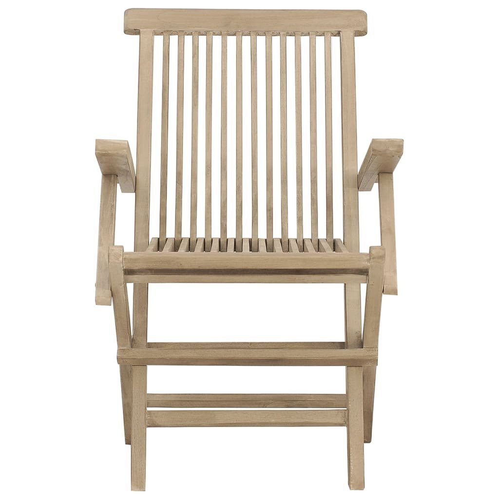 Stk Klappbar cm Massivholz Teak 2 Grau vidaXL 56x61x89 Gartenstühle Gartenstuhl