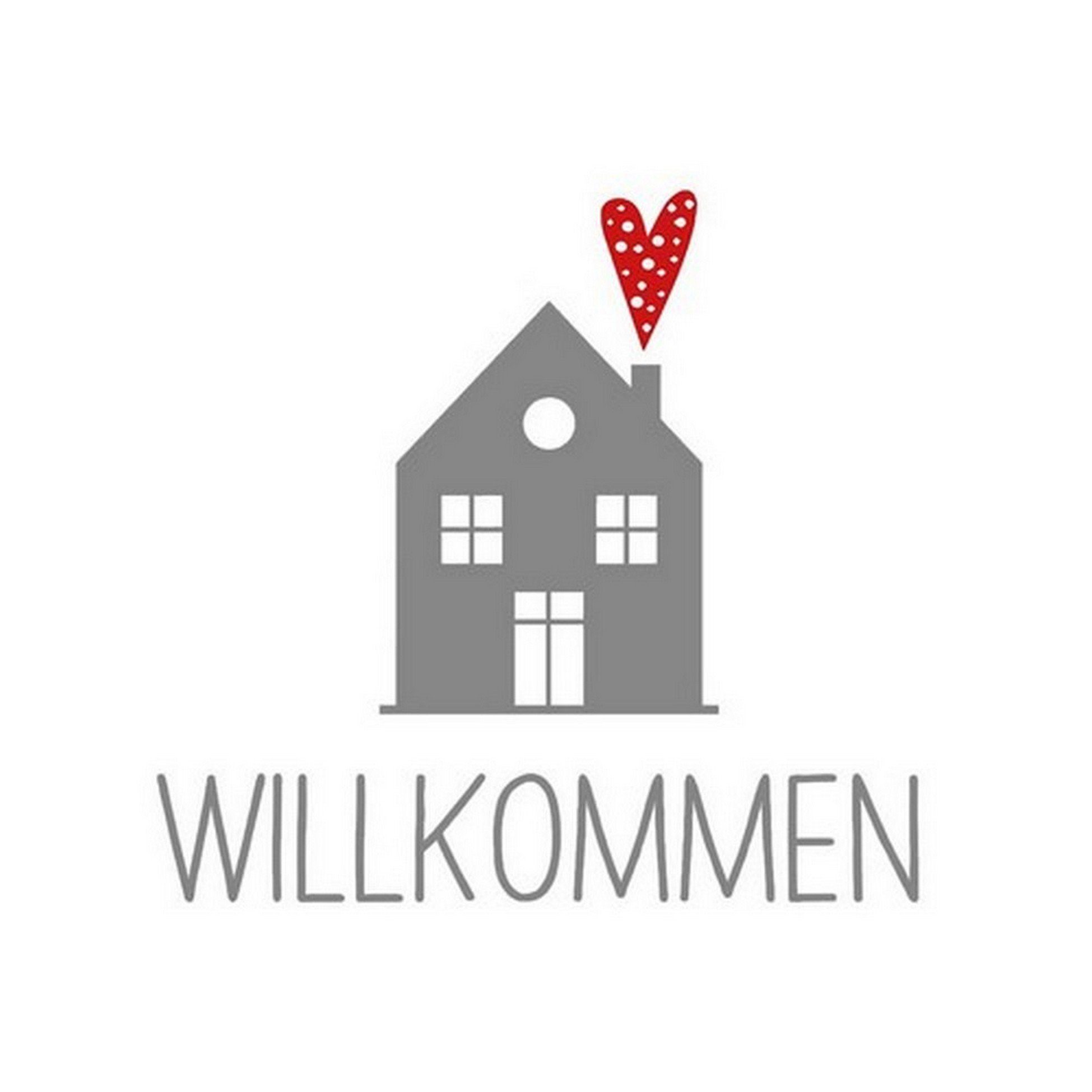 PPD Papierserviette 20 Servietten Willkommen weiss 33x33cm, (20 St)