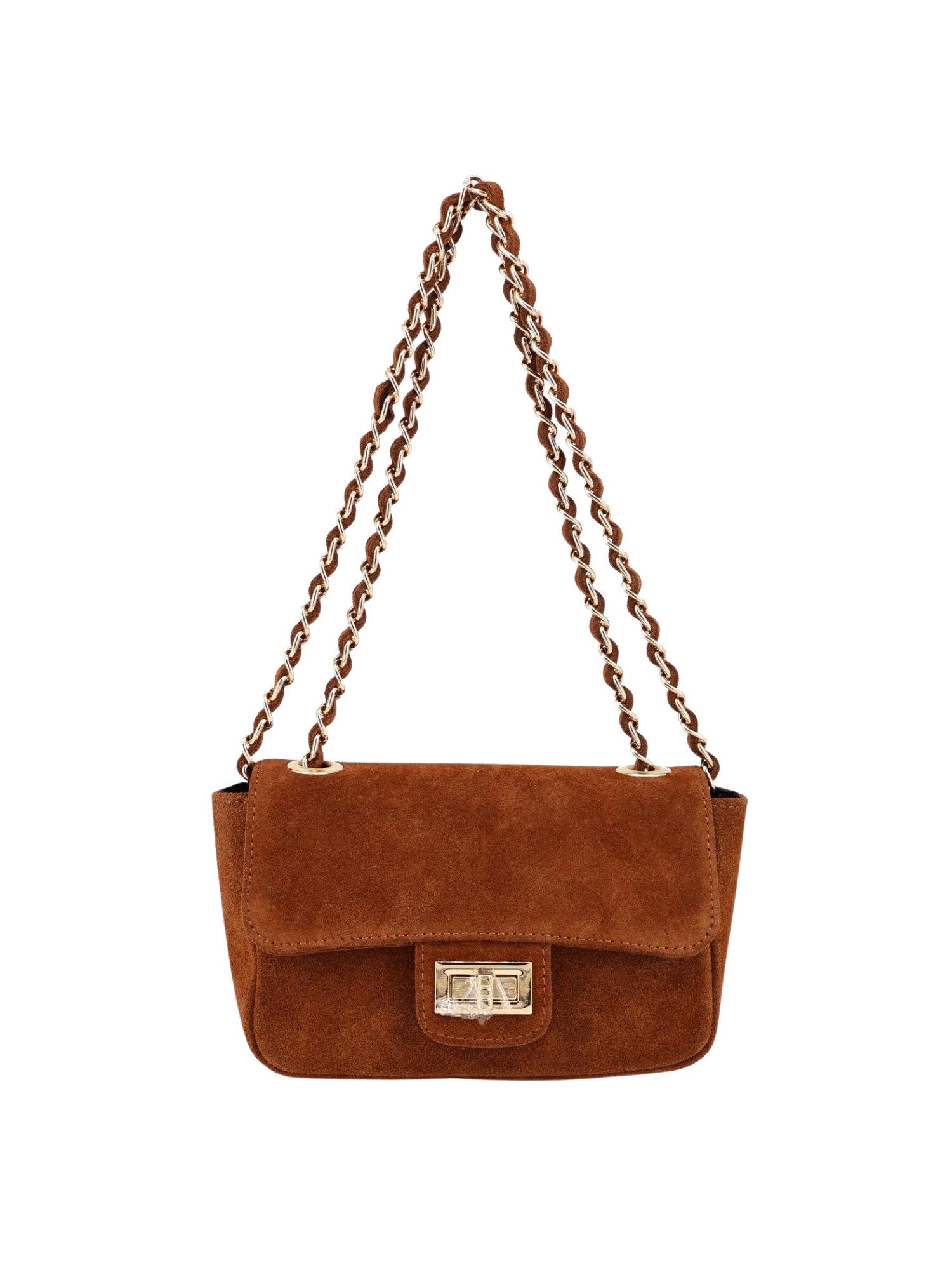BRISE TASCHE Umhängetasche Kompakte Wildleder-Crossbody mit Kettenriemen, 100 % echtes Wildleder, kompakte Form, Reißverschluss-Innentasche