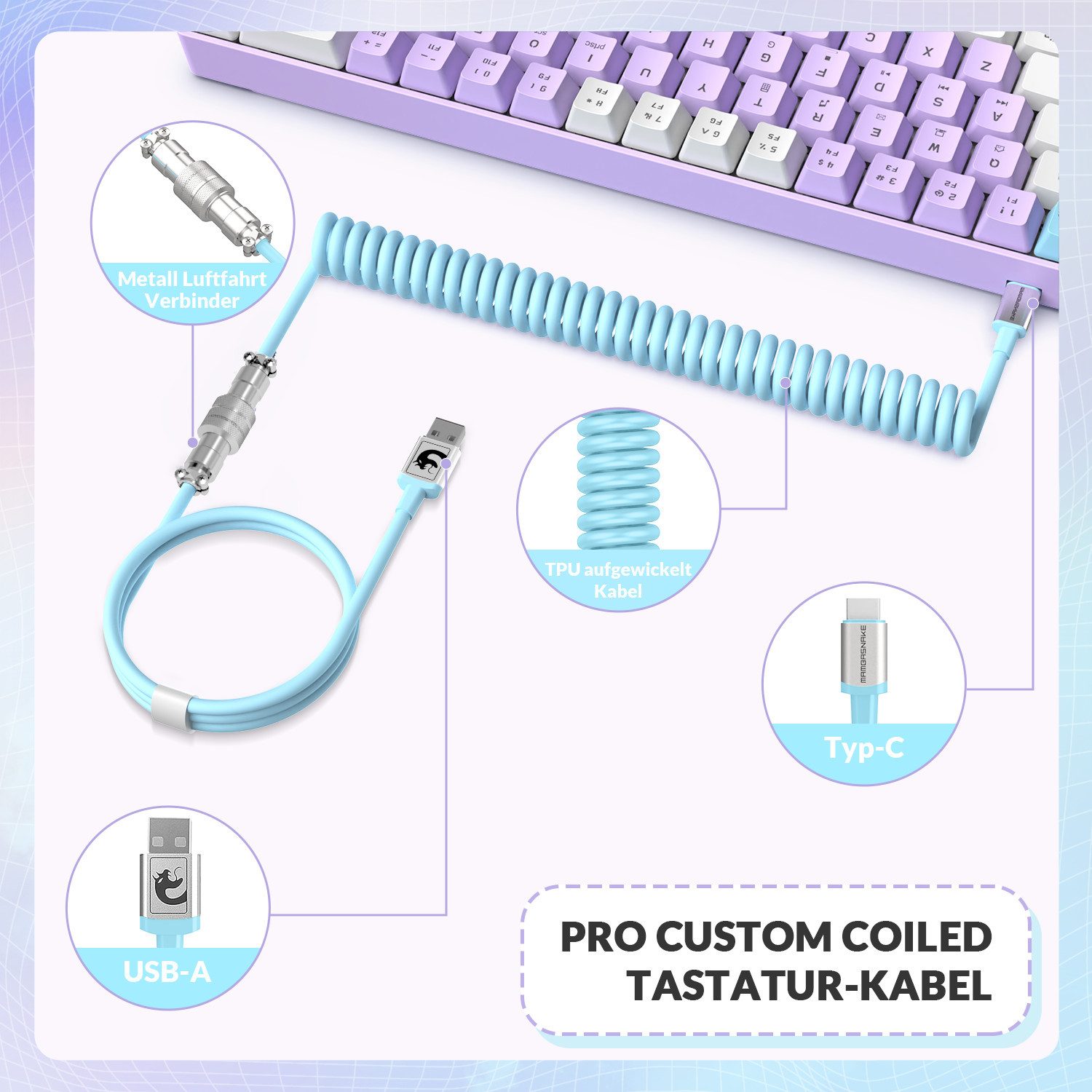 ZIYOU LANG T8 60% Mechanische Gaming-Tastatur,68 Tasten TKL mit Kompaktem Layout, Gaming-Tastatur (Kompaktem Layout,18 RGB,Anti-Ghosting,USB-C Spiralkabel,für P – Bild 4 von 5