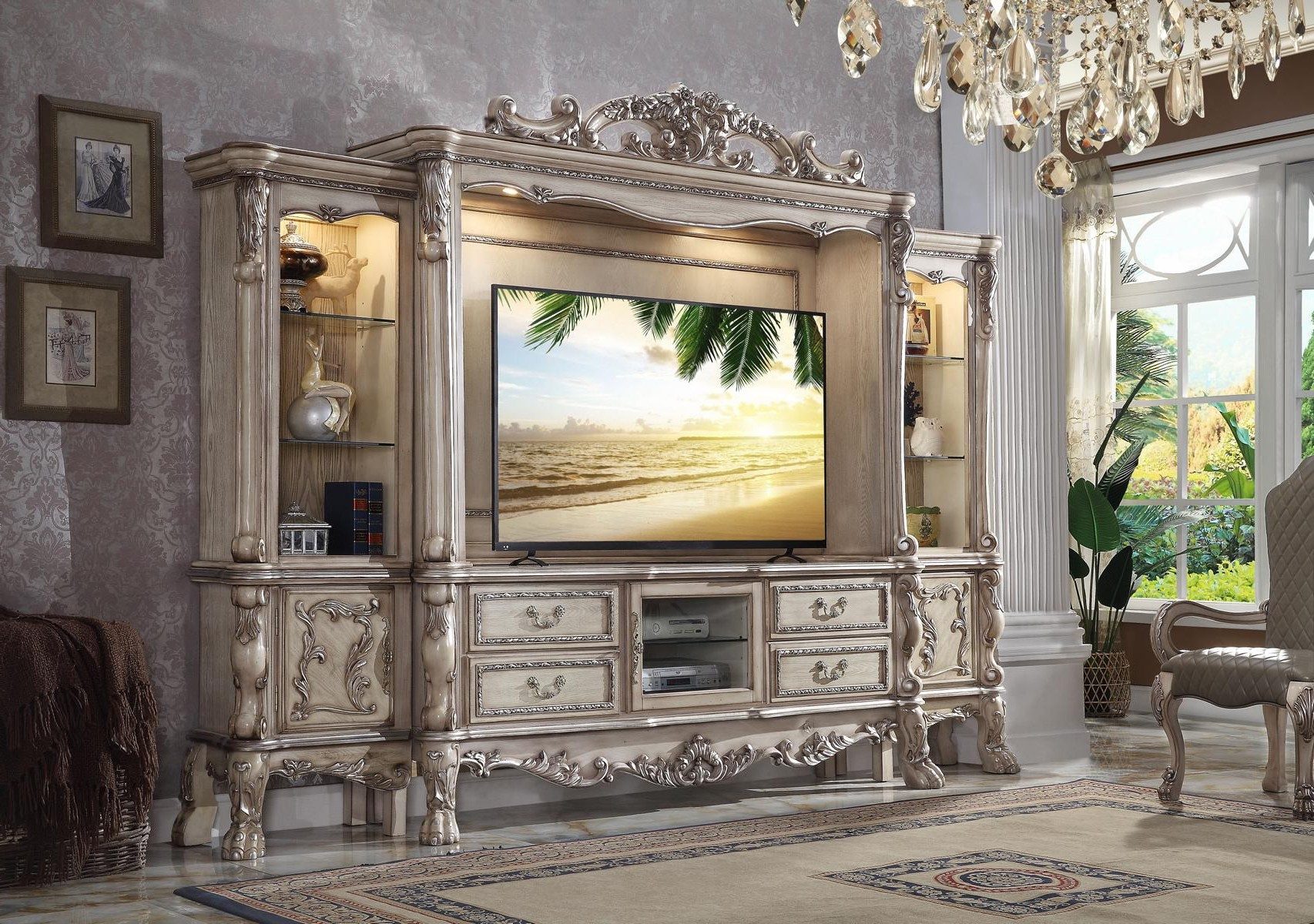 Xlmoebel Wohnwand Vitrine Schrank Regal Set für das Wohnzimmer mit TV-Bereich, Made in Europa