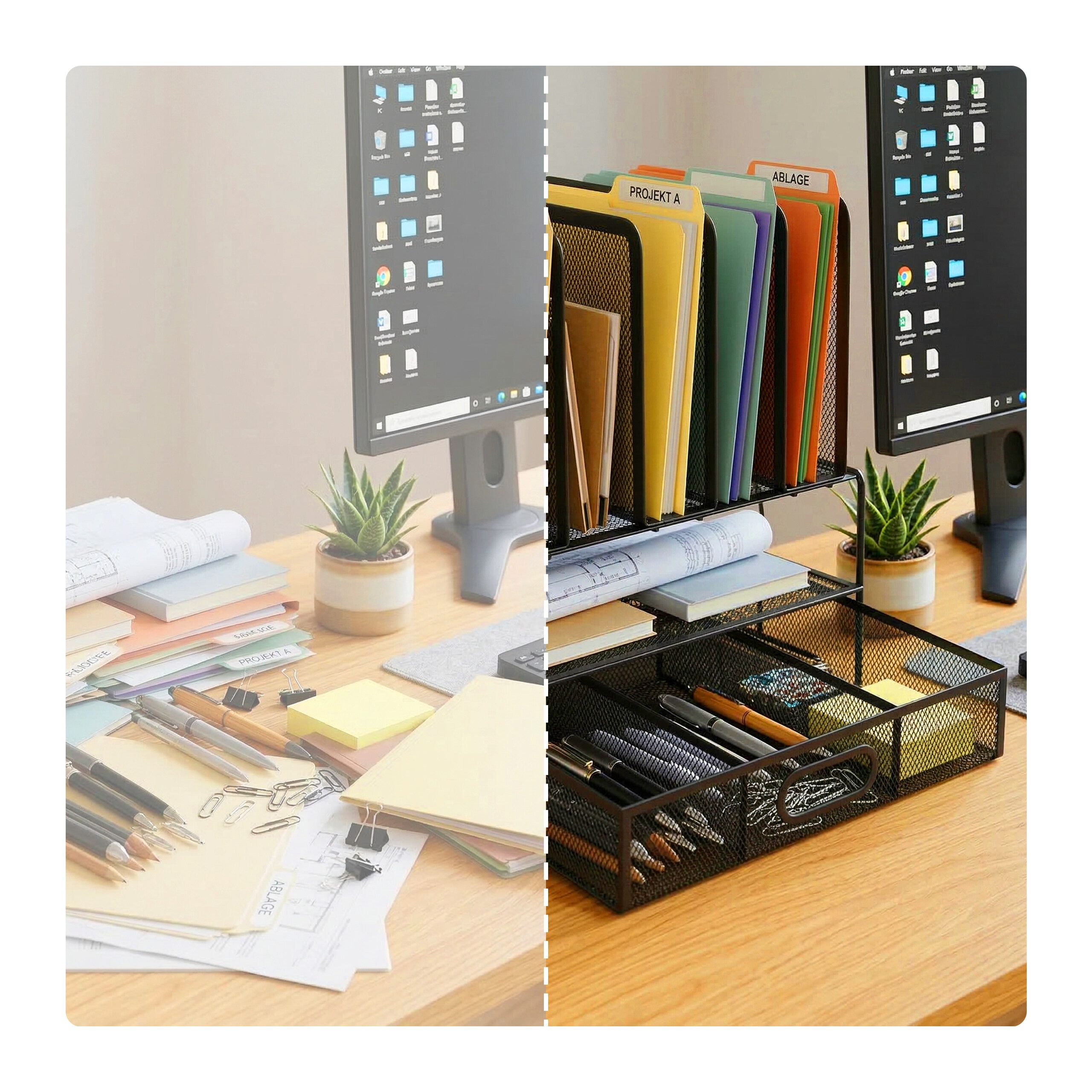 relaxdays Organizer Schreibtisch Organizer Schublade Ablagen (1 St), schwarz – Bild 5 von 5