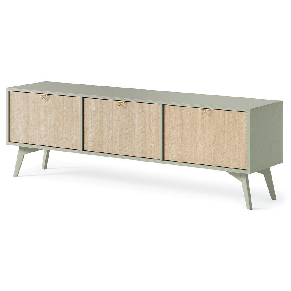 Lomadox Lowboard FAREHAM-160, eukalyptusfarben, Front mit Fischgrätenmuster günstig online kaufen