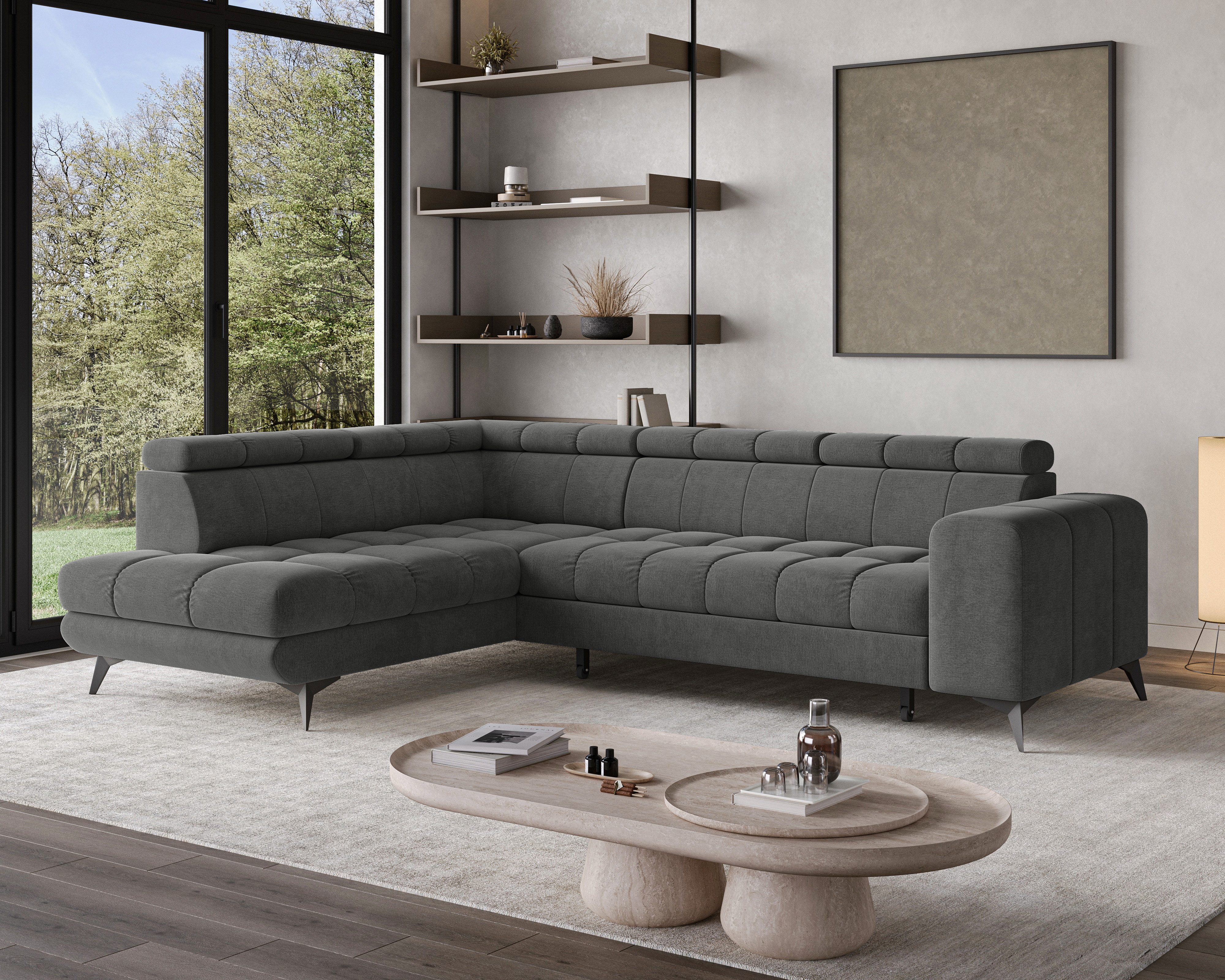 Chilly Möbel Ecksofa L-Form – Stilvoll & Einladend, 262x74 cm, Rechts, Monolith 95