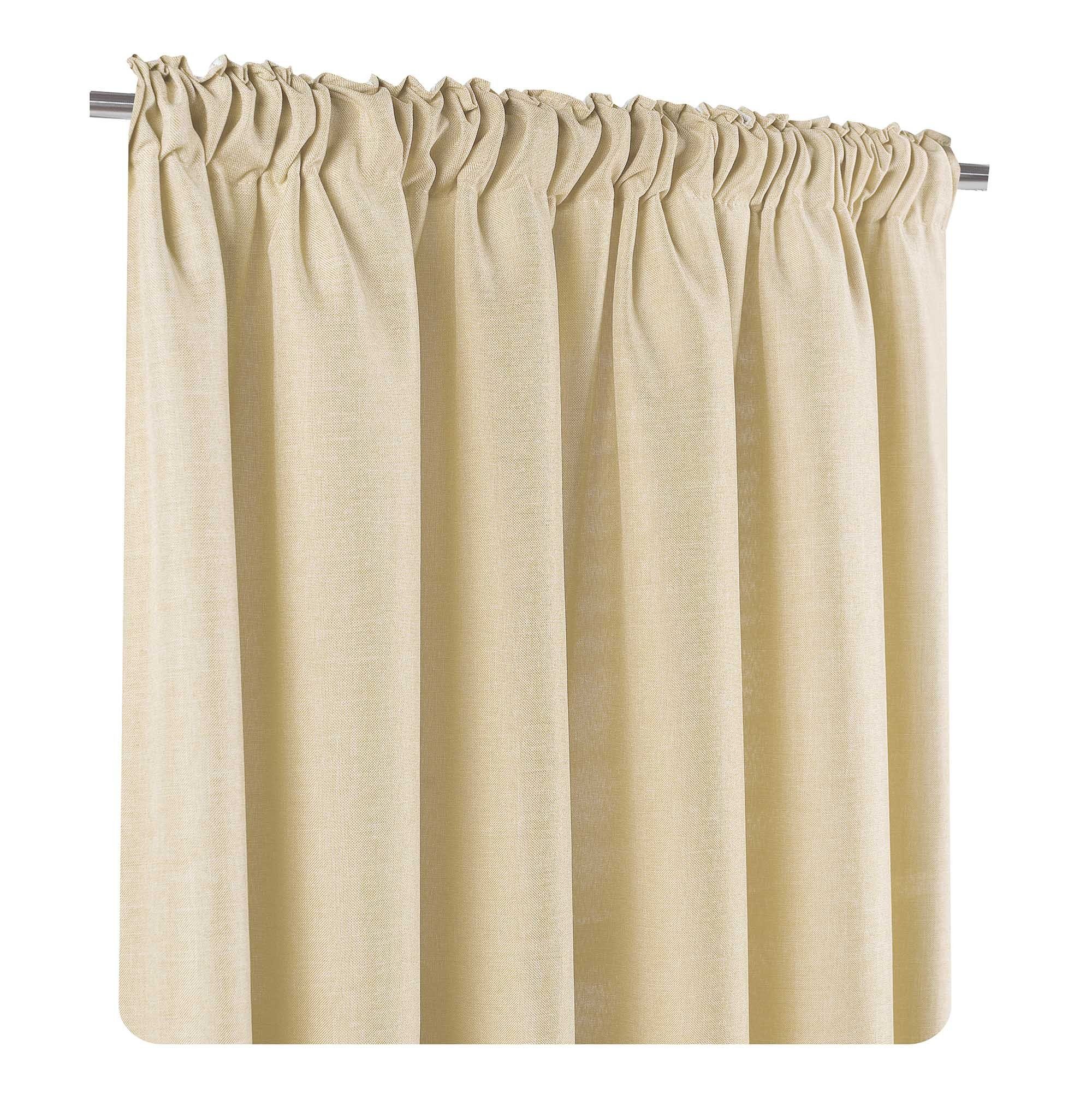 Gardine Vorhang 2er Set Kräuselband 140x245 cm blickdicht Struktur Leinenoptik, Haus und Deko, Kräuselband (2 St), blickdicht, Polyester Creme