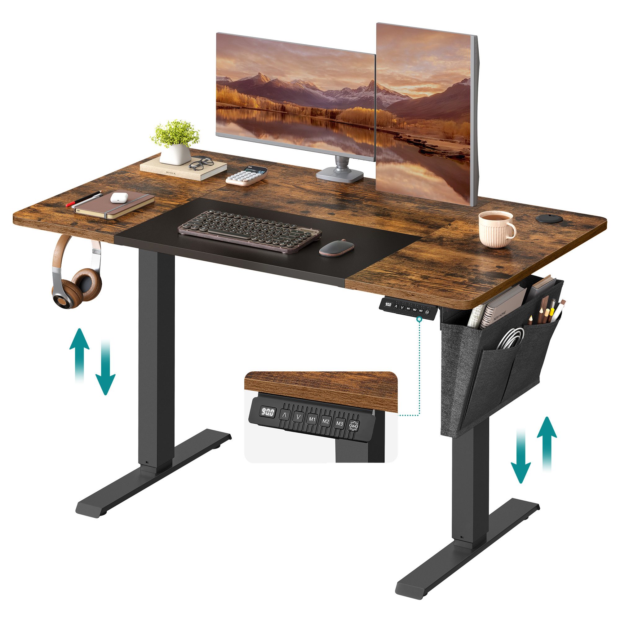 SONGMICS Schreibtisch Höhenverstellbarer elektrisch, USB-A-Anschluss (mit S günstig online kaufen