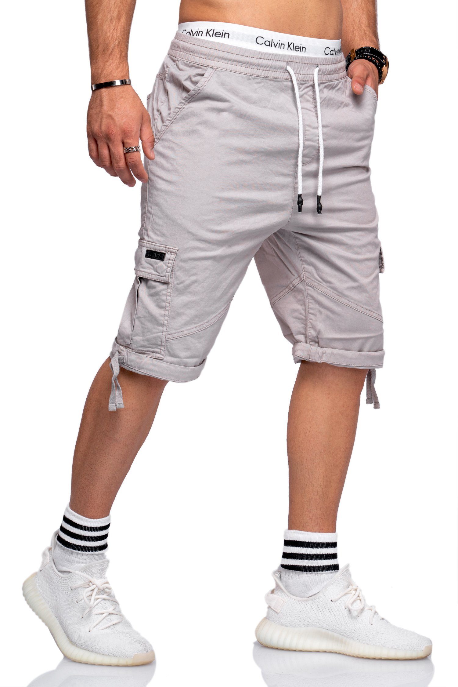behype Shorts ADRIANO mit seitlichen Taschen grau