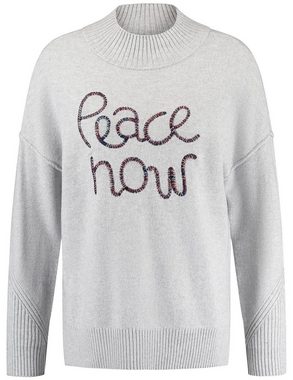 Taifun Rundhalspullover Pullover mit Wording-Stickerei