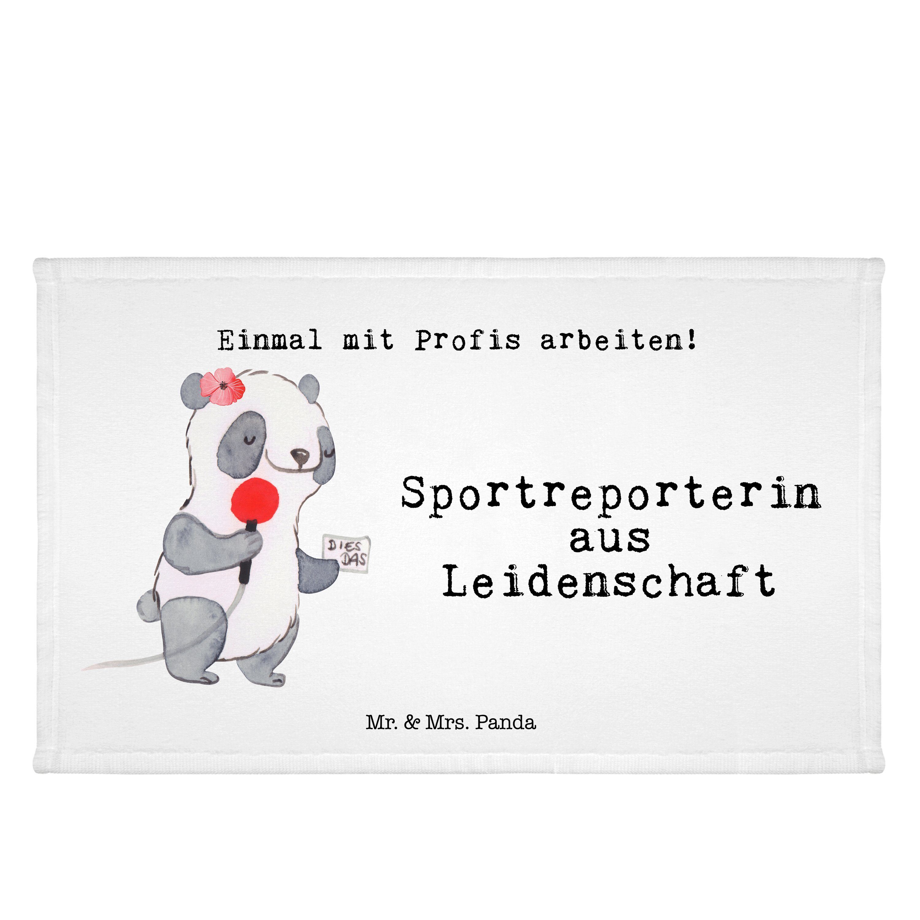 Panda Leidenschaft - Mr. Dankesc, - Sportreporterin & Jubiläum, Geschenk, aus Mrs. (1-St) Handtuch Weiß