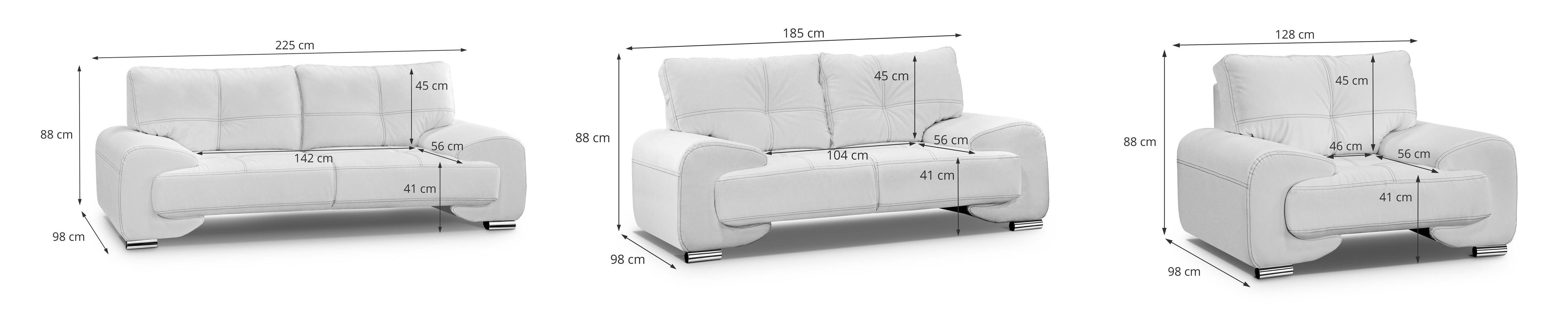 511) Big-Sofa 3+2+1 Weiß (dolaro Polstergarnitur Omega Wohnzimmer Sofa Sofagarnitur Set Beautysofa