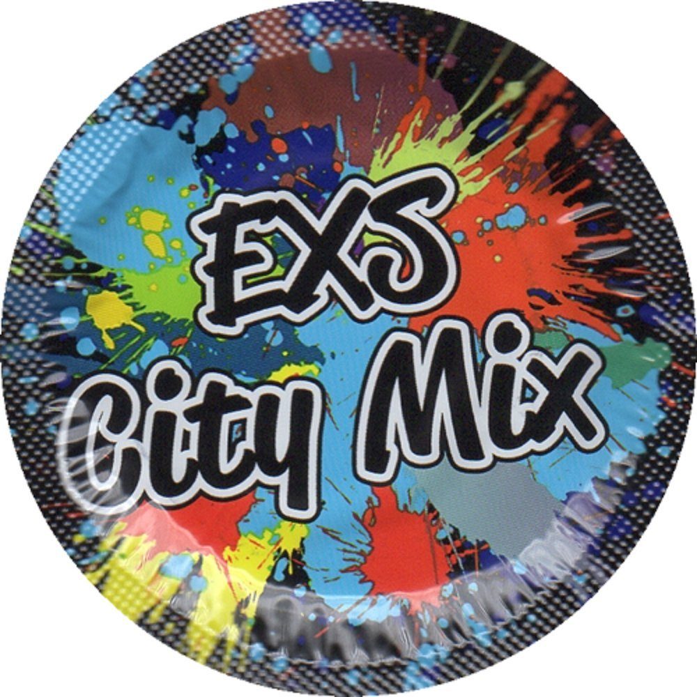 EXS Kondome City Mix 100 Clubnight-Kondome Regular Motiv, mit, Rundfolien-Kondome Packung mit Kondomvorrat - St., Vorratspackung