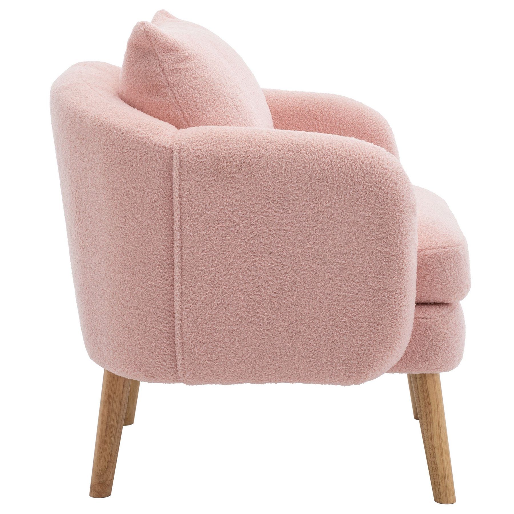 Sessel Samt mit Stuhl Teddy Relaxsessel Sofa-Sessel,Freizeit rosa Celya Kissen,einzelner