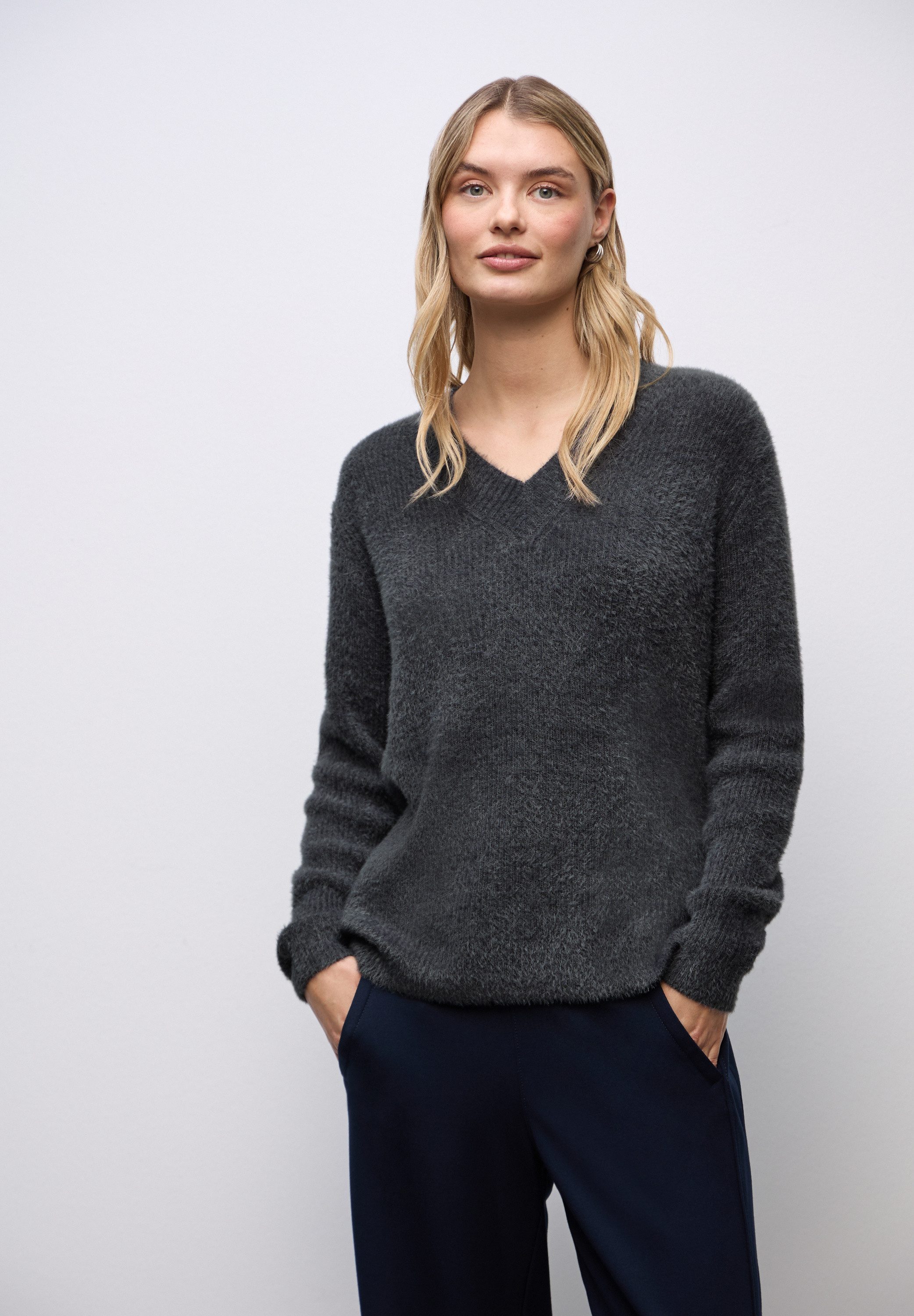 STREET ONE V-Ausschnitt-Pullover Grobstrick günstig online kaufen