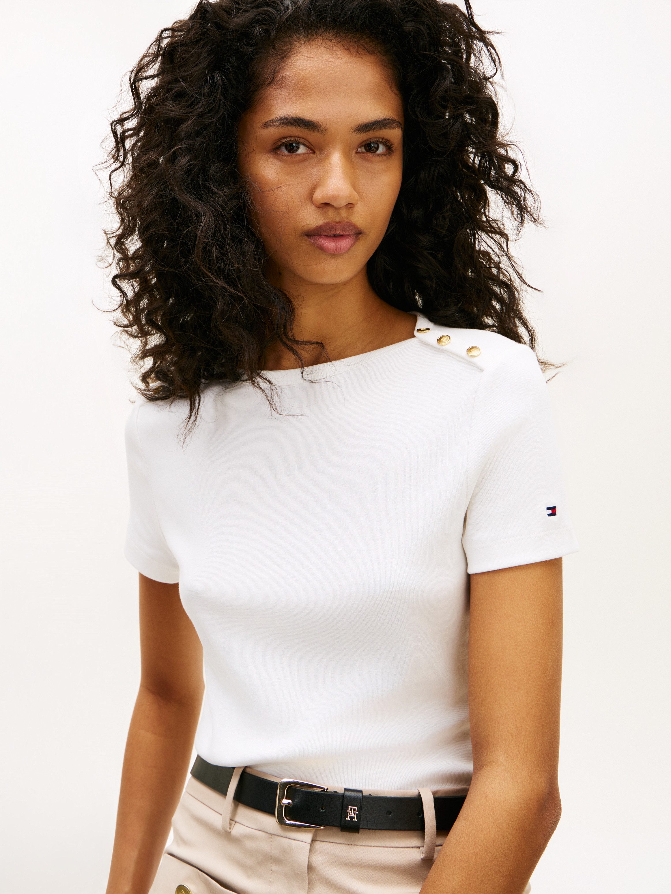 Tommy Hilfiger Kurzarmshirt GOLD BUTTON SLIM SS TEE günstig online kaufen