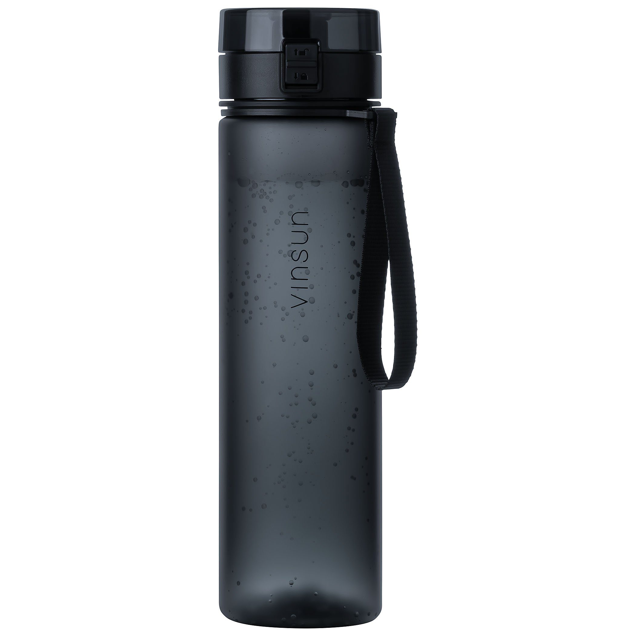 Vinsun Trinkflasche Trinkflasche 1L, Kohlensäure und Kohlensäure, Schwarz, Geruchs- auslaufsicher frei, auslaufsicher geeignet, BPA - Geschmacksneutral