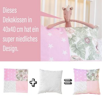 Alcube Betthimmel Kinderzimmer Deko Set, aus Deko Kissen 40x40 & Wimpelkette - für Babyzimmer, Kinderbett