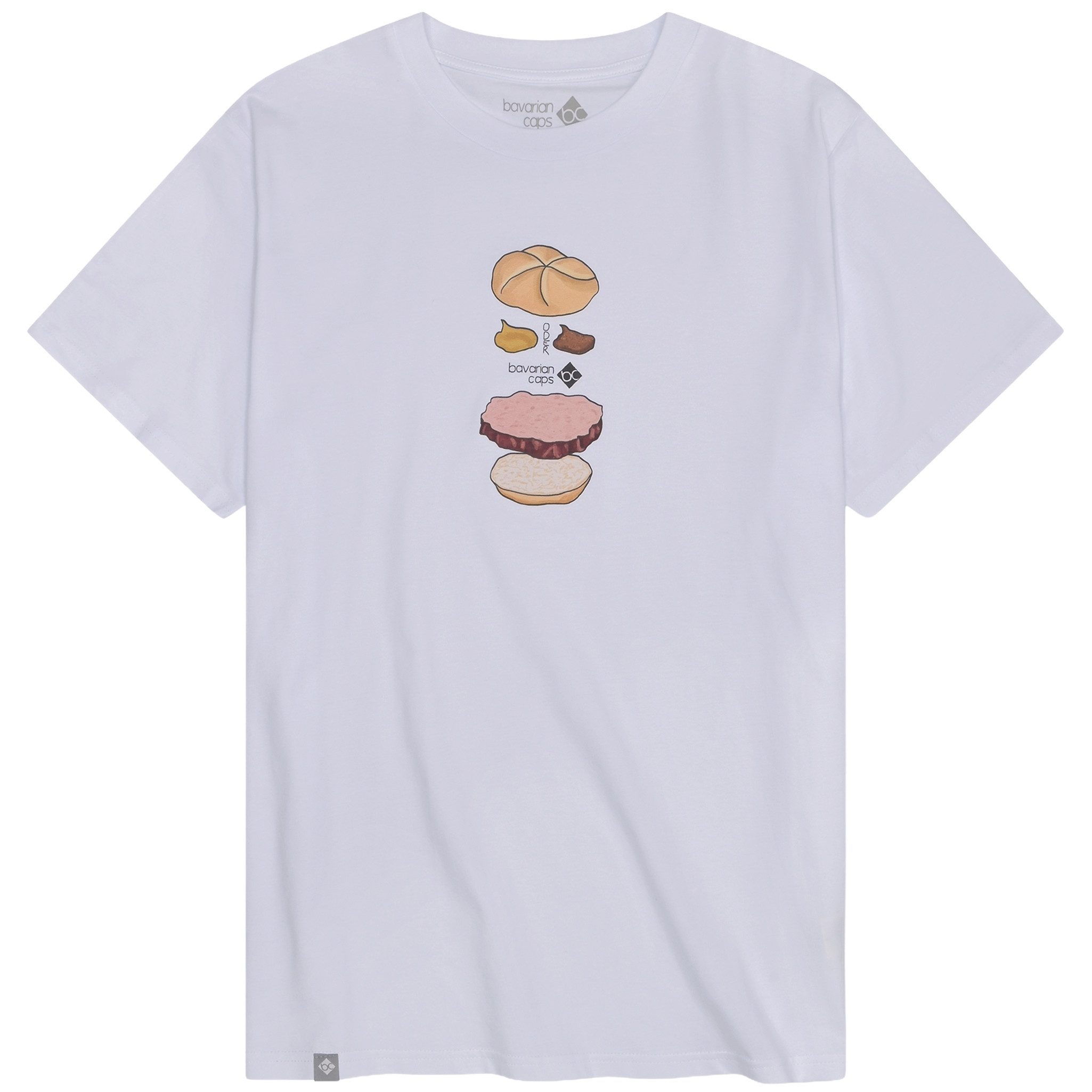 Bavarian Caps T-Shirt Bavarian Caps T-Shirt "Bavarian Burger" - weiß (T-Shirt, T-Shirt)