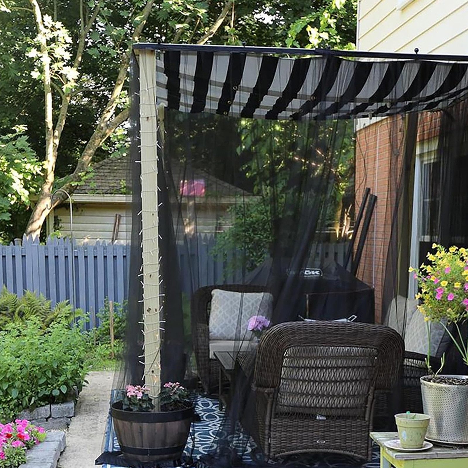 Jibenhome Outdoorgardine Outdoor Moskitonetz,Vorhang Moskitonetz für draußen (1 St), transparent, Anti-Mücken- und Fliegenbekämpfung