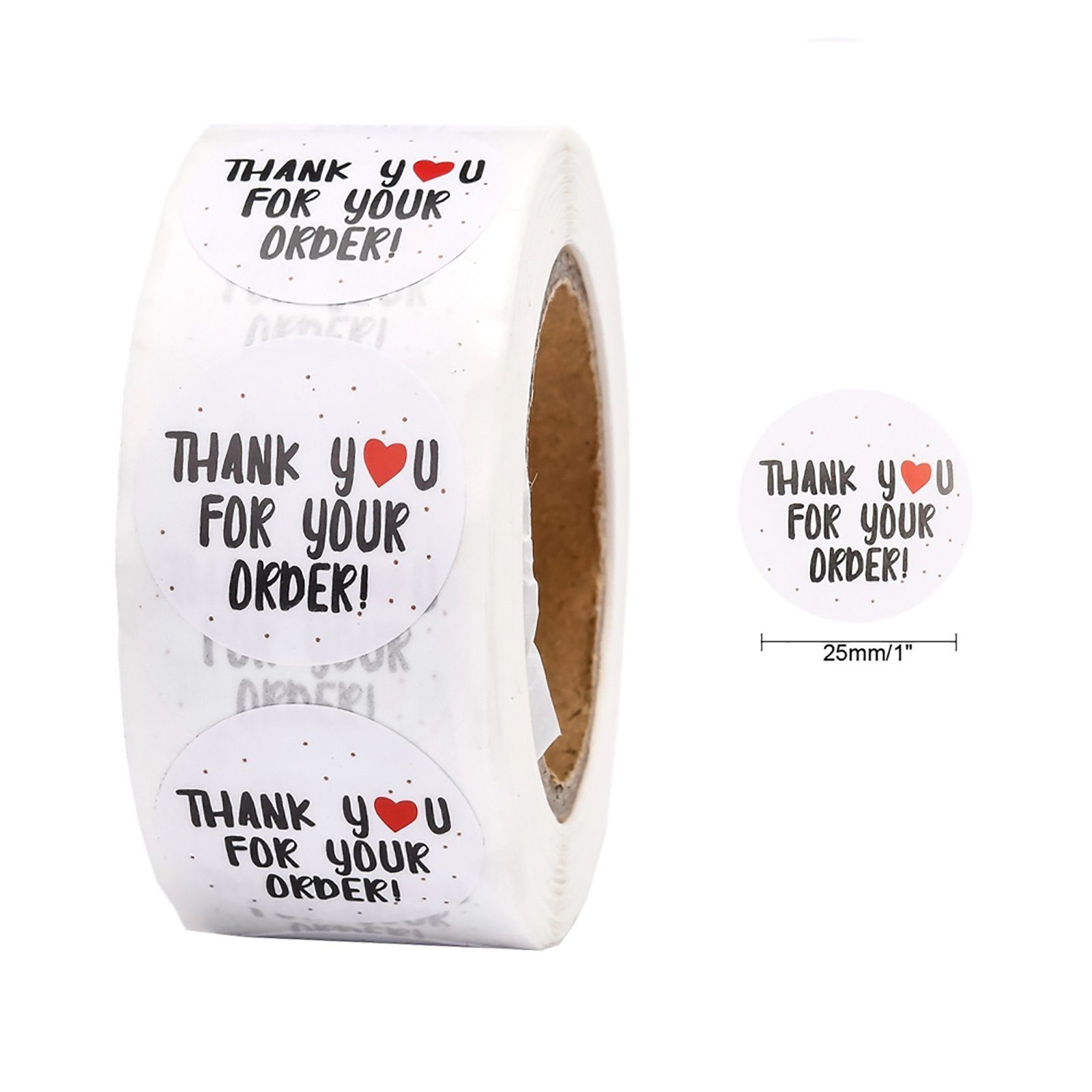 maDDma Sticker 500 Stück Aufkleber Geschenkaufkleber verschiedene Motive, (500 Sticker auf Rolle 1-tlg), Ø 25 mmThank You for Your Order