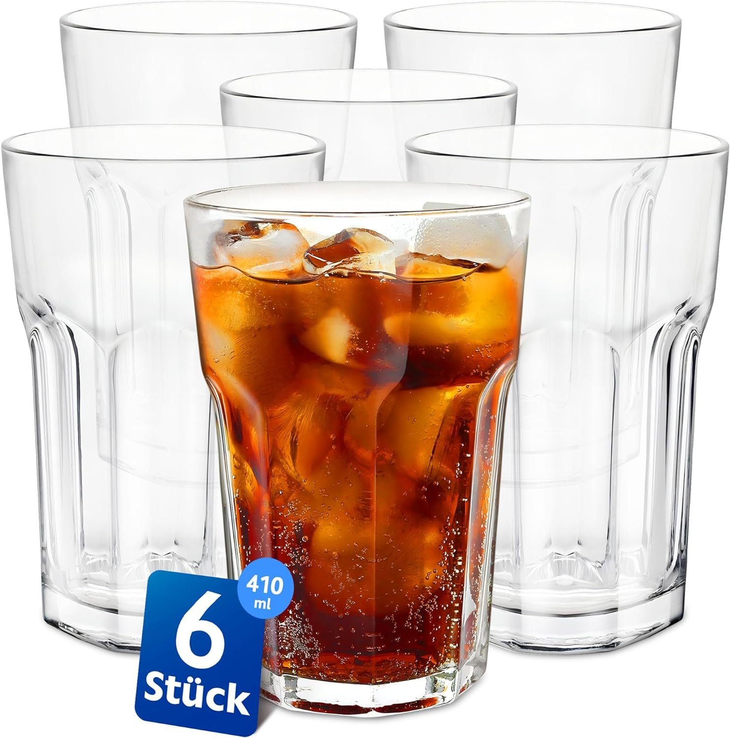 Gläser-Set Wassergläser Set 6-teilig, Große Gläser, 410ml, Trinkgläser Set