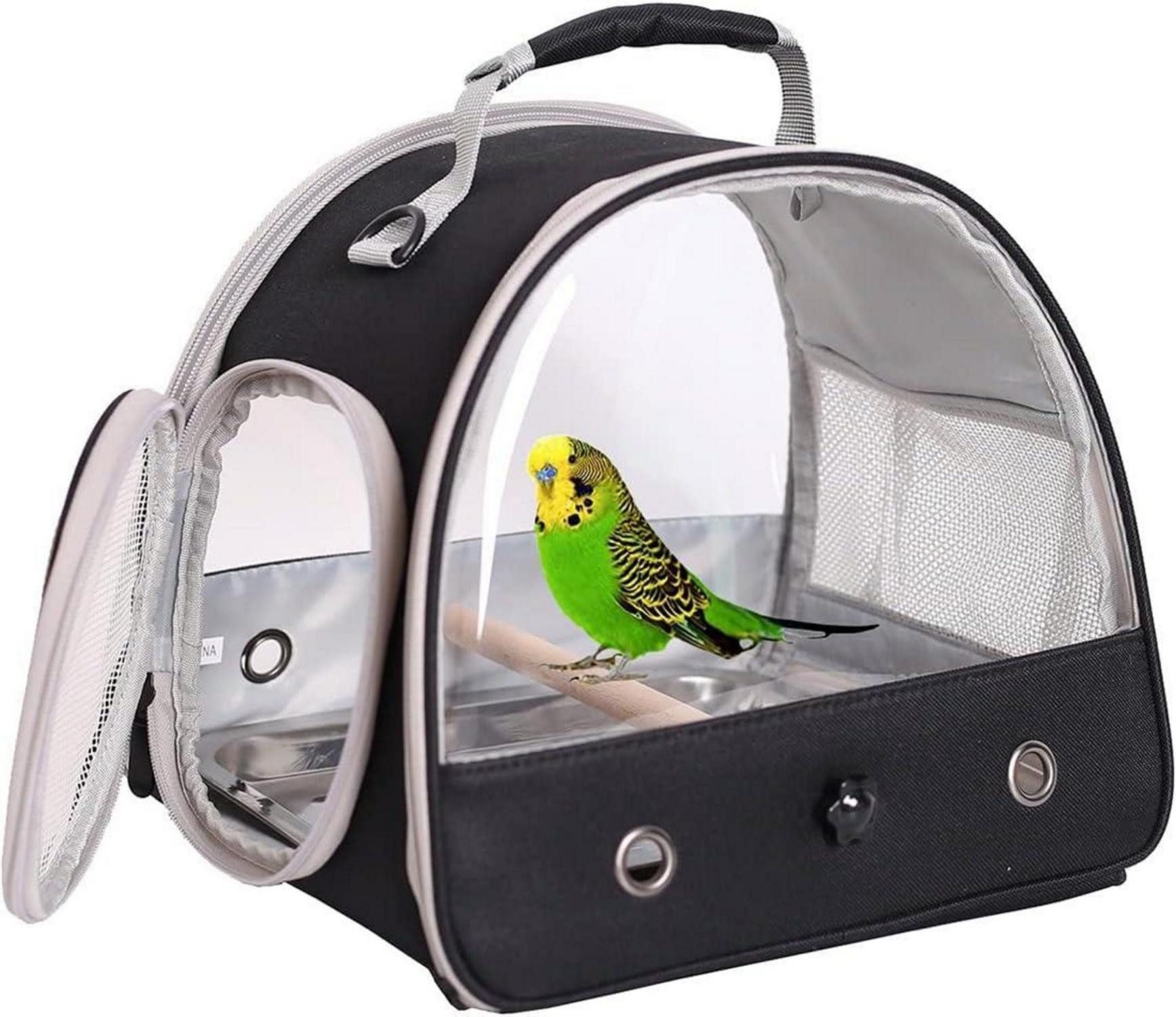 Vogelkäfig Transporttasche für kleine Vögel mit Edelstahl-Tablett und Holzstange