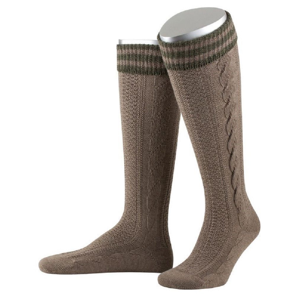 Trachtensocken 1 Paar Trachten-Kniestrümpfe, Kniebundstrümpfe mit Zöpfen und Ringel