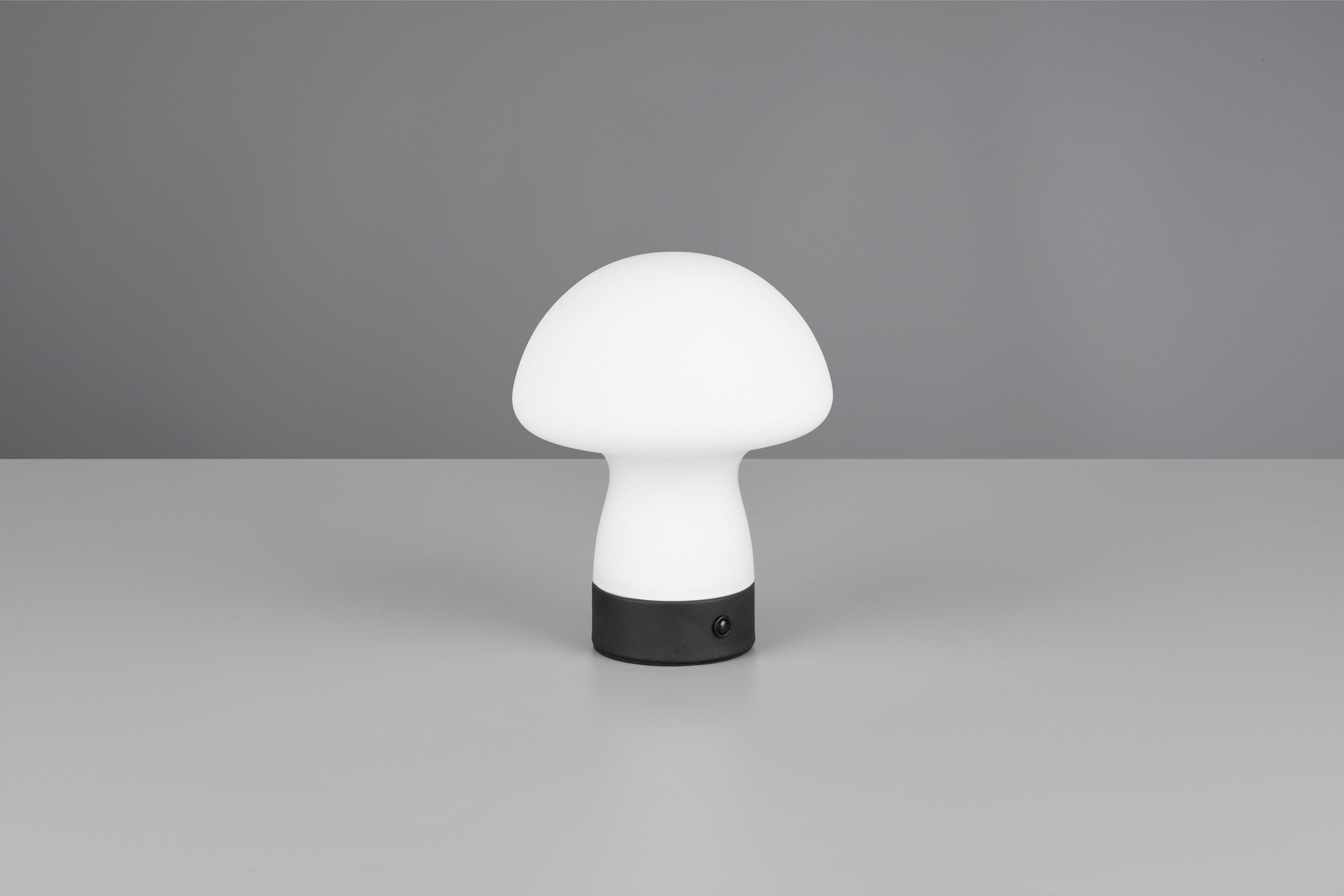 Reality Leuchten LED Tischleuchte DOOLEY, Akku LED Tischlampe aus Glas, Höhe 18 cm Ø 14cm, IP20 1,5W LED, Dimmfunktion, USB-Ladefunktion, mehrere Helligkeitsstufen, LED fest integriert, Warmweiß, 140 Lumen 3000K warmweiß, Touchdimmer, USB-Ladeanschluss
