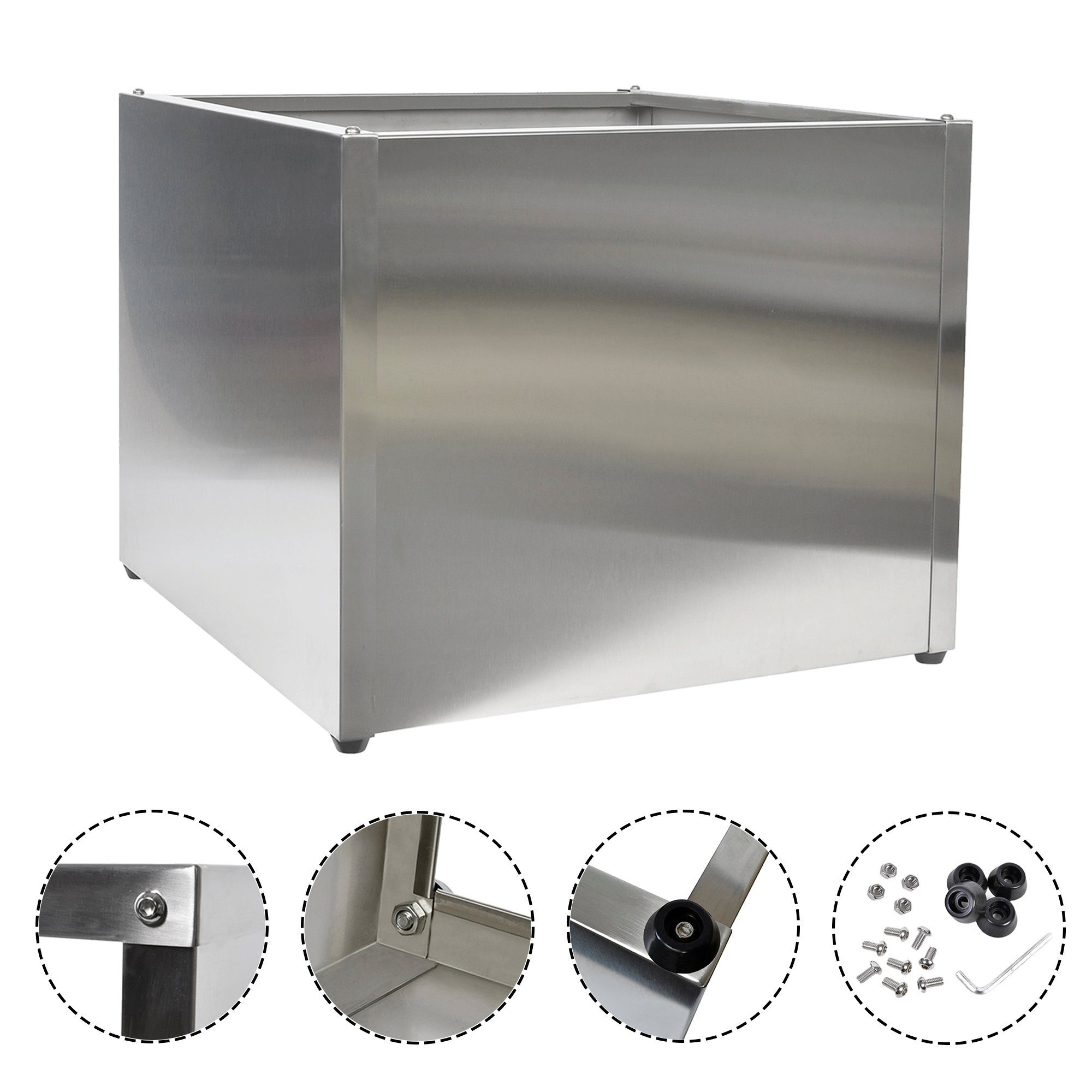 Pflanzkübel KÖHKO® Designer Hochbeet aus Edelstahl Pflanzgefäß QUADER
