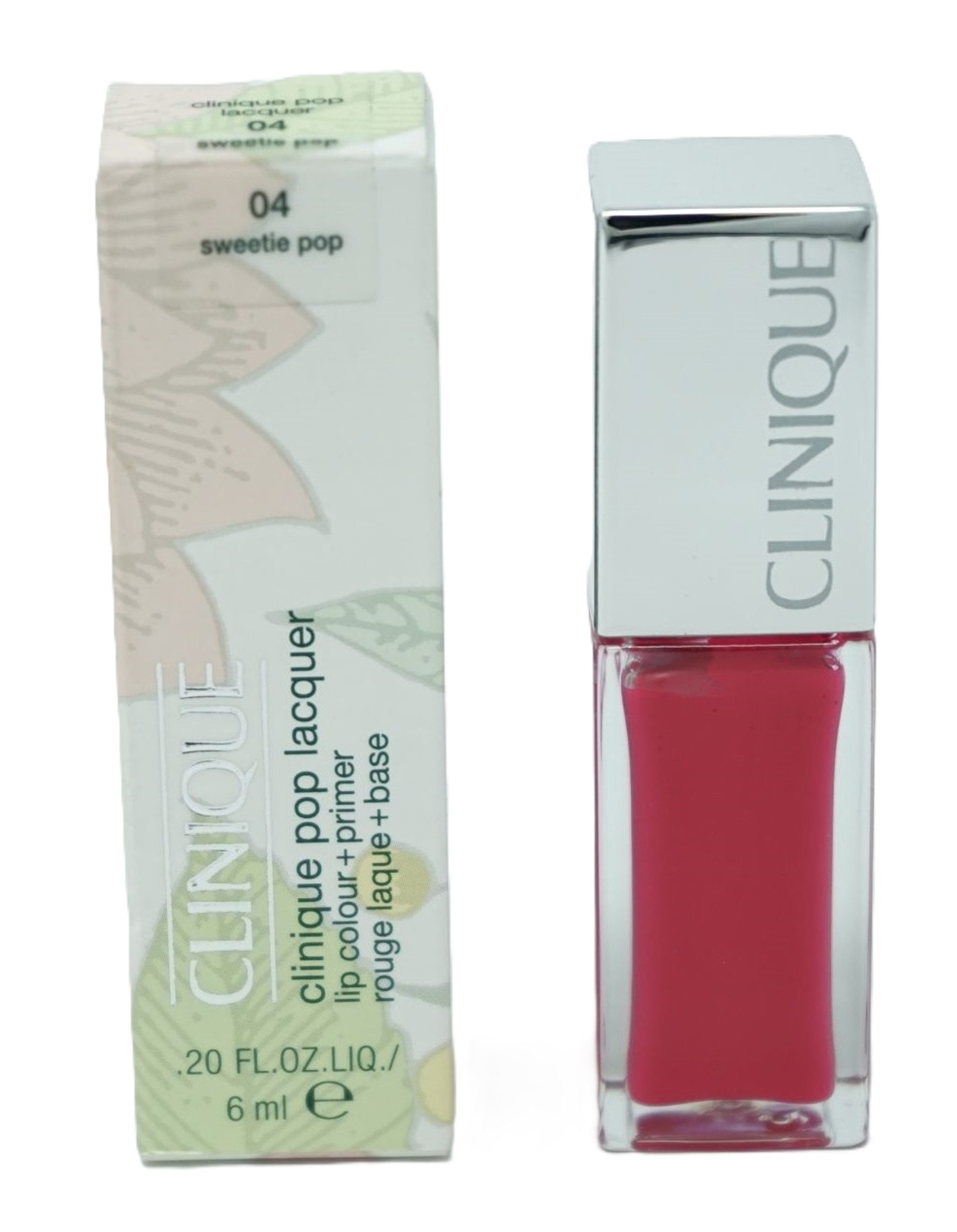 CLINIQUE Lippenstift-Set Clinique Pop Lacquer lip colour + primer rouge Lipgloss 04 Sweetie pop