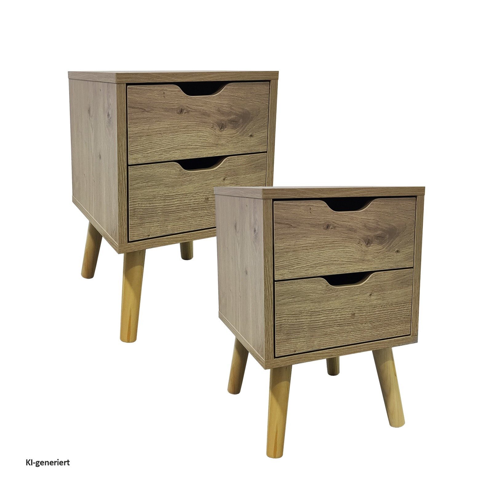 HTI-Living Nachttisch mit 2 Schubladen 2er-Set (Set, 2-St., 2 Nachttische), Beistelltisch Kommode