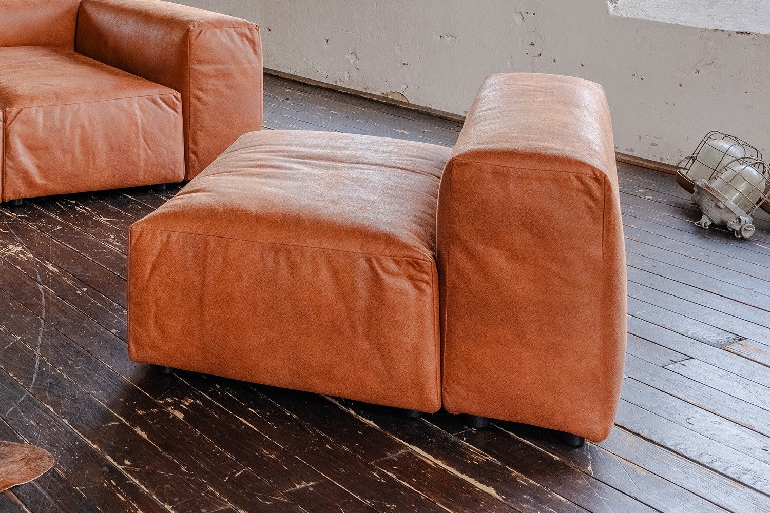 KAWOLA Sessel MIA Lederfaserstoff cognac – Sitz- und Lehnmodul – flexibel, Edle Lederoptik, pflegeleicht & individuell kombinierbar