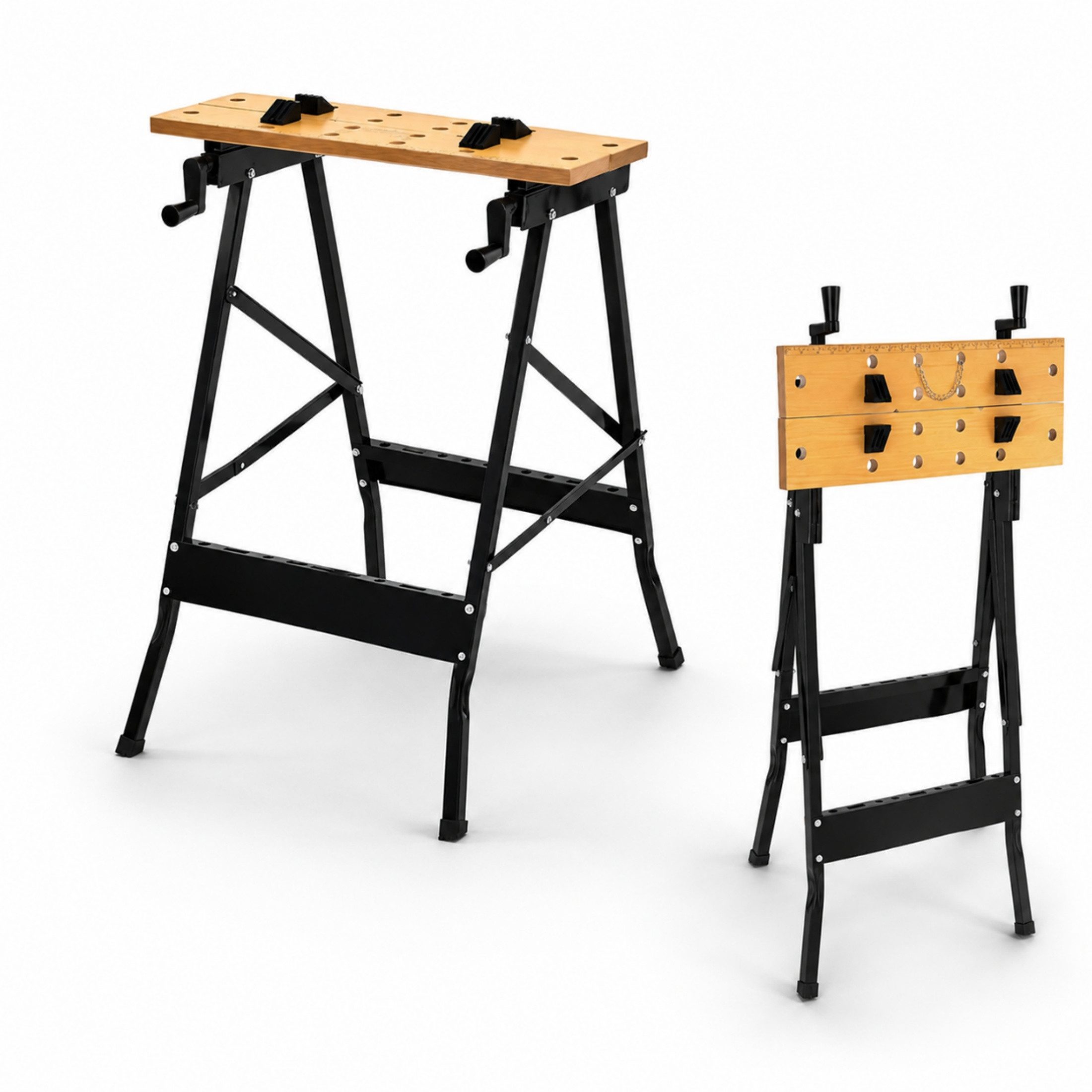 Blossom Werkbank Klappwerkbank mit Stahlrahmen, 100 kg Traglast, 2 MDF-Arbeitsplatten, klappbarer Arbeitstisch mit Messskala, für Garage, Werkstatt und DIY