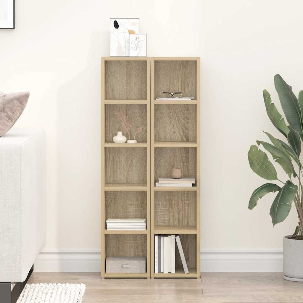 furnicato CD-Regal Schlanker CD-Schrank 21 x 16 x 93,5 cm in Sonoma-Eiche, Holzwerkstoff, 2-tlg., Medienregal mit 5 Fächern, Wandbefestigung für Wohnzimmer oder Büro