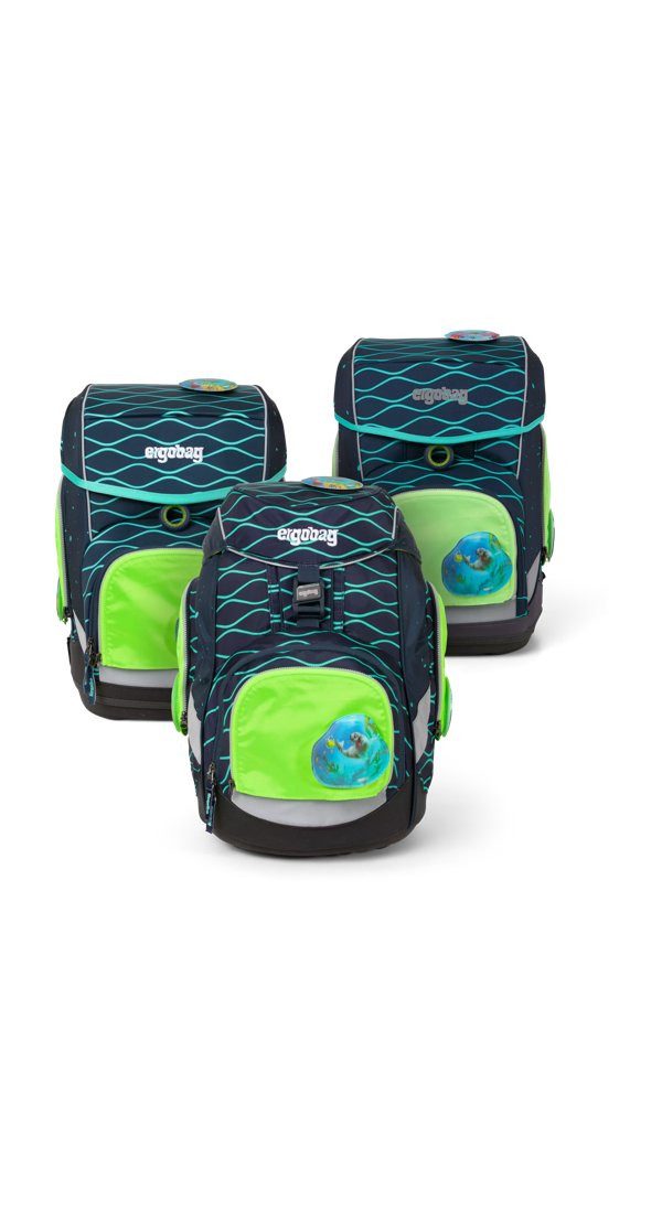 ergobag Schulranzen Fluo Zip Set (3-tlg), reflektierend