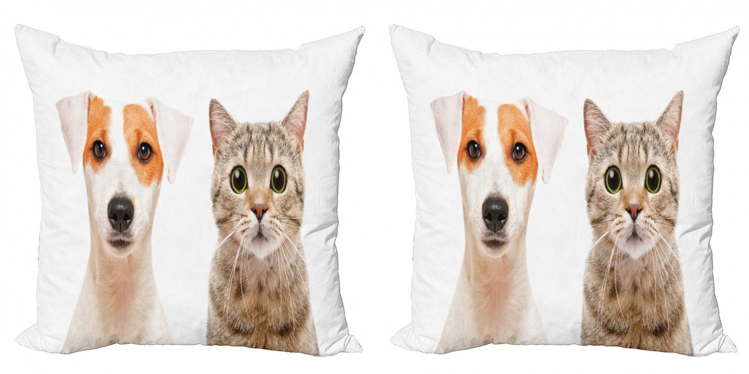 Hund (2 Portraits Doppelseitiger von Digitaldruck, und Stück), Accent Haustier Kissenbezüge Katze Abakuhaus Modern Liebhaber