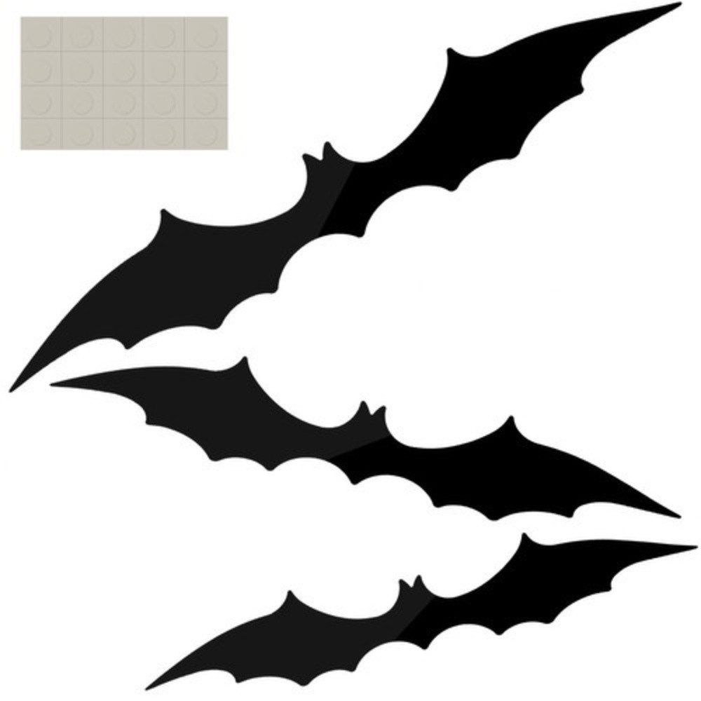 MALATEC Fenstersticker Fledermaus Deko Set, Flügel lassen sich in Flugposition bringen, lebendigeren Look