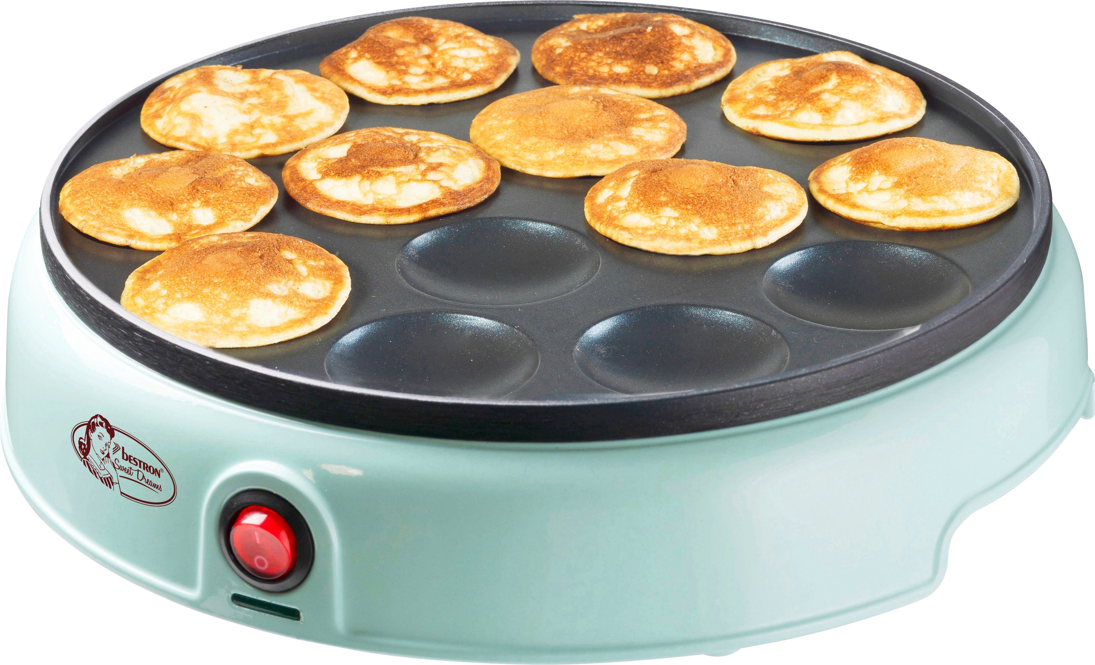 bestron Poffertjes-Maker APFM700SDM, 800 W, Retro Design, mit Antihaftbeschichtung