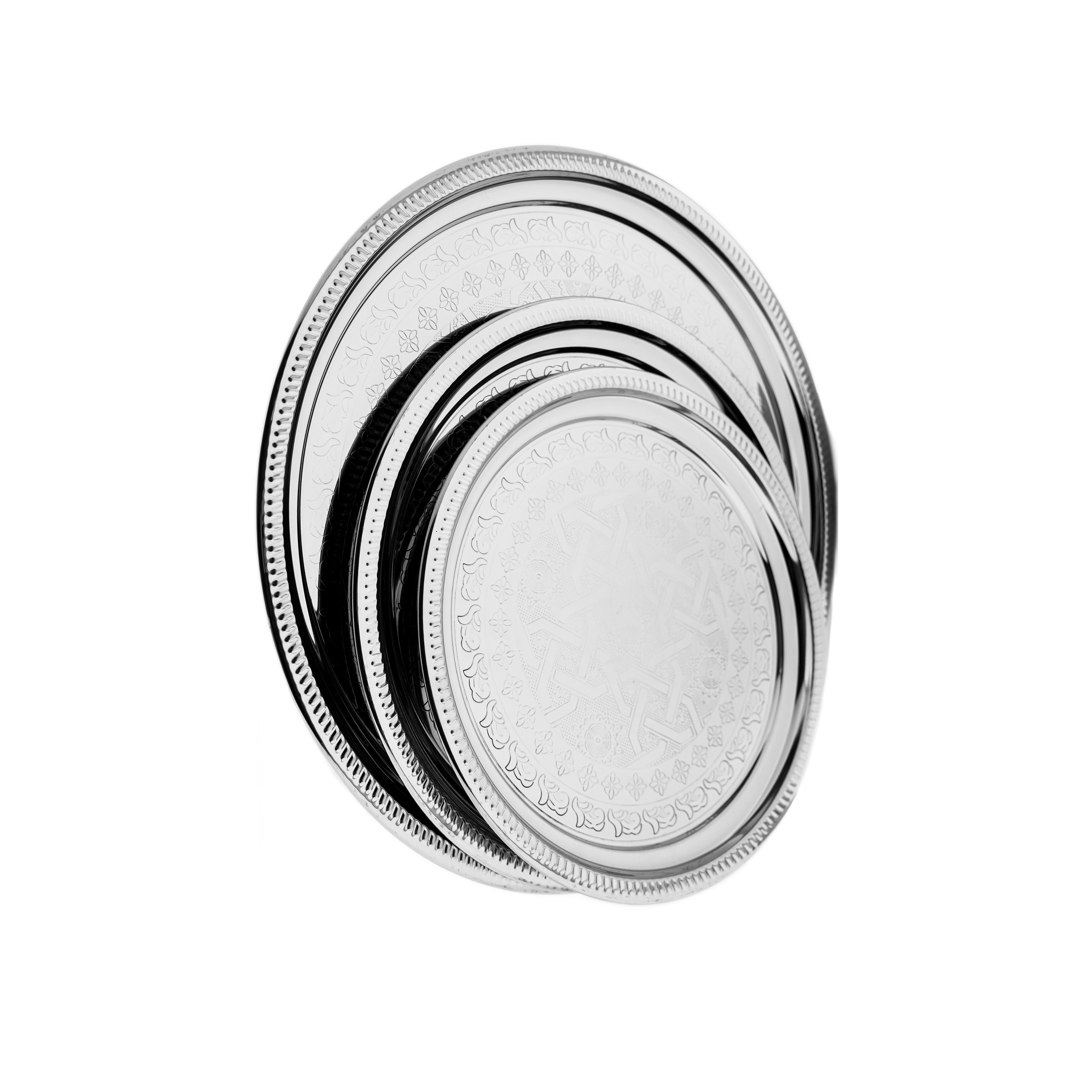 Sunay Servierplatte Orientalisches Serviertablett, 3er-Set - rundes Design ø36/40/50 cm, (3-tlg)