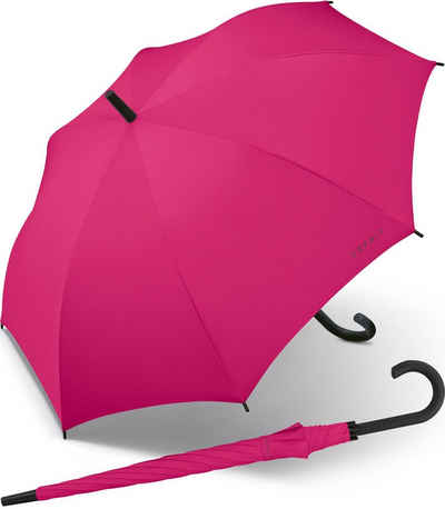 Esprit Langregenschirm großer Regenschirm für Damen mit Auf-Automatik, auffällig in kräftigem Pink