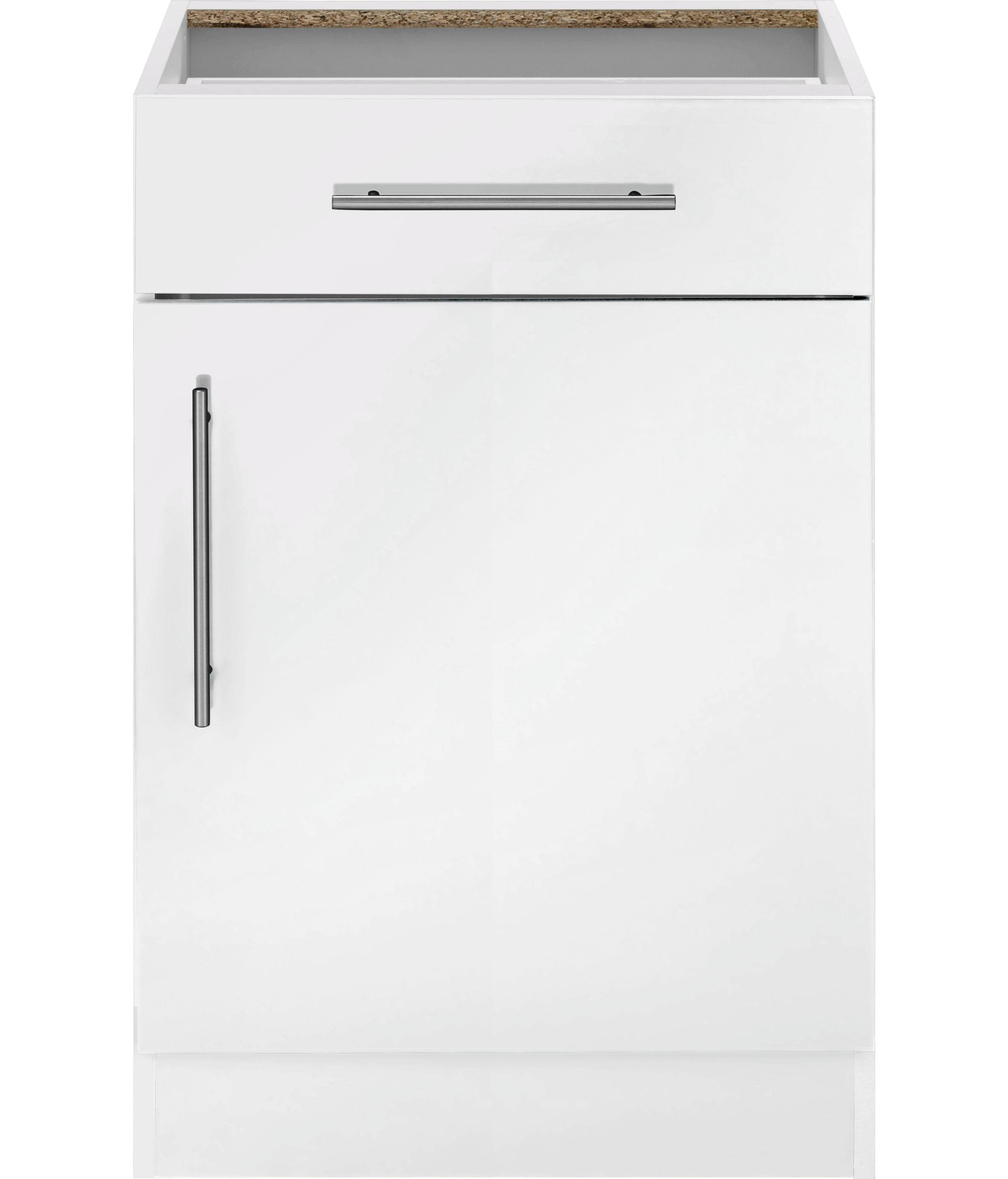 wiho Küchen Unterschrank Cali 60 cm breit, ohne Arbeitsplatte Front: Weiß Glanz, Korpus: weiß | Weiß